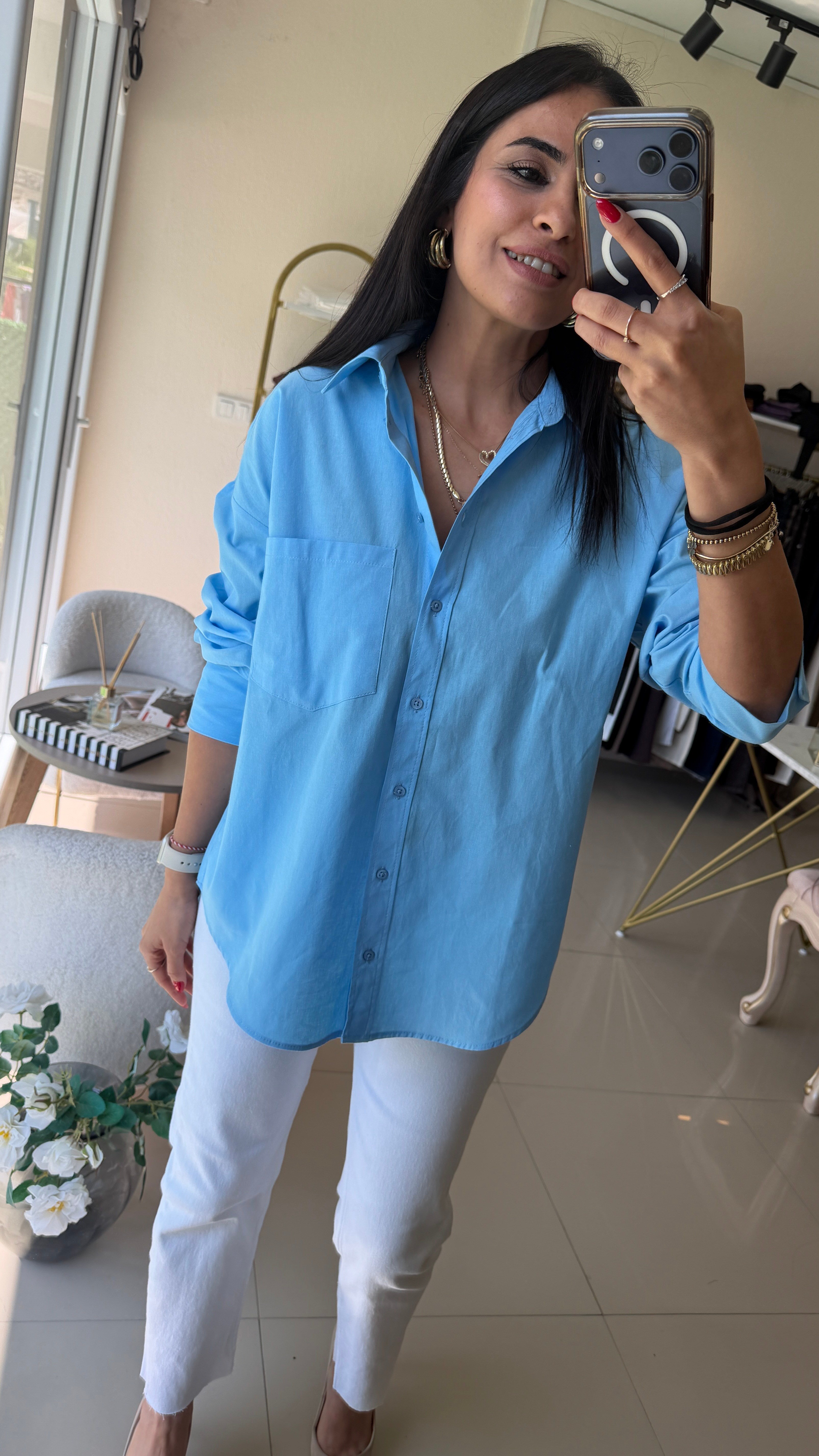 4701 %100 PAMUK GÖMLEK BEBE MAVİ