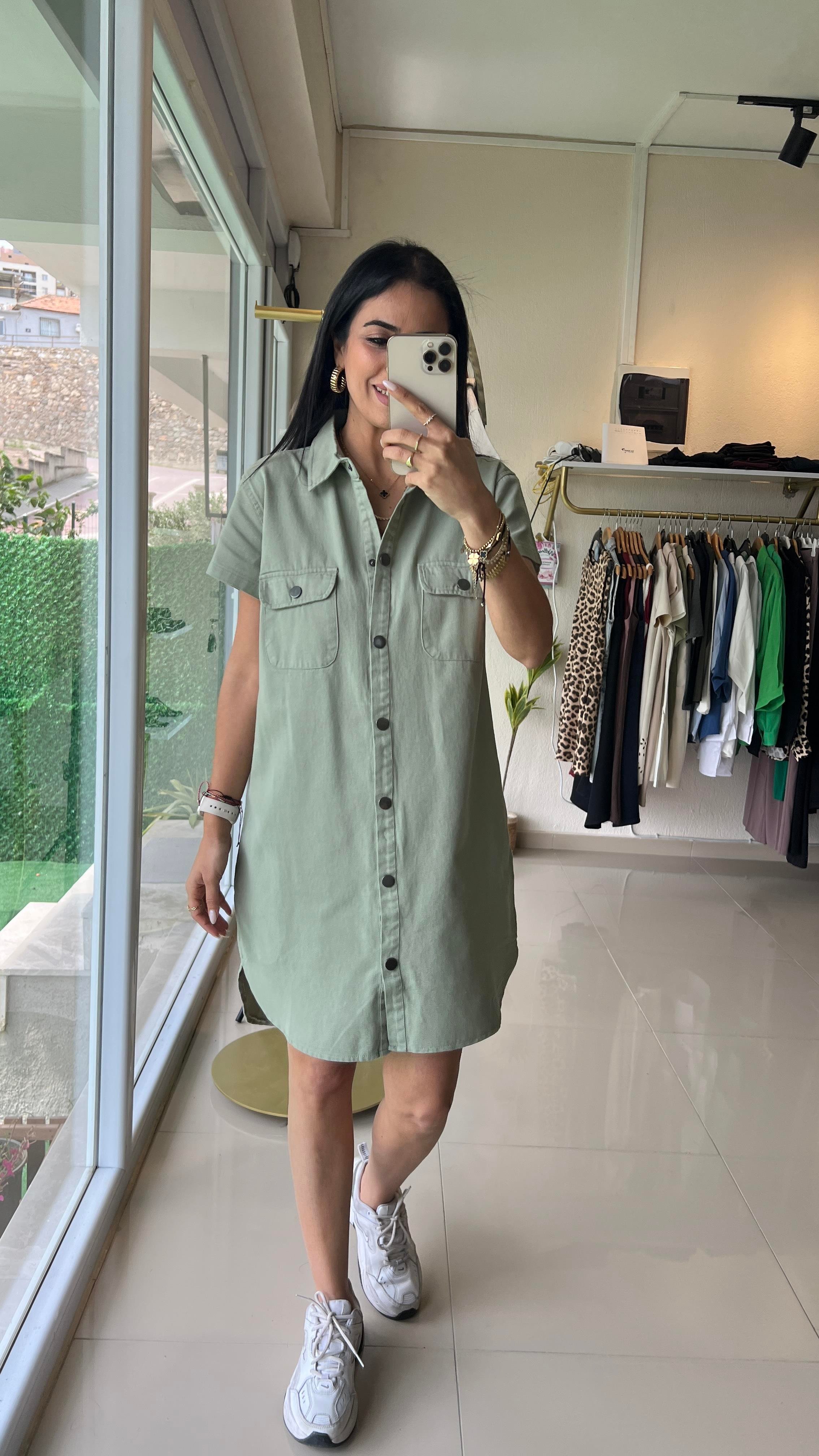 55502 GABARDİN KOT ELBİSE MİNT
