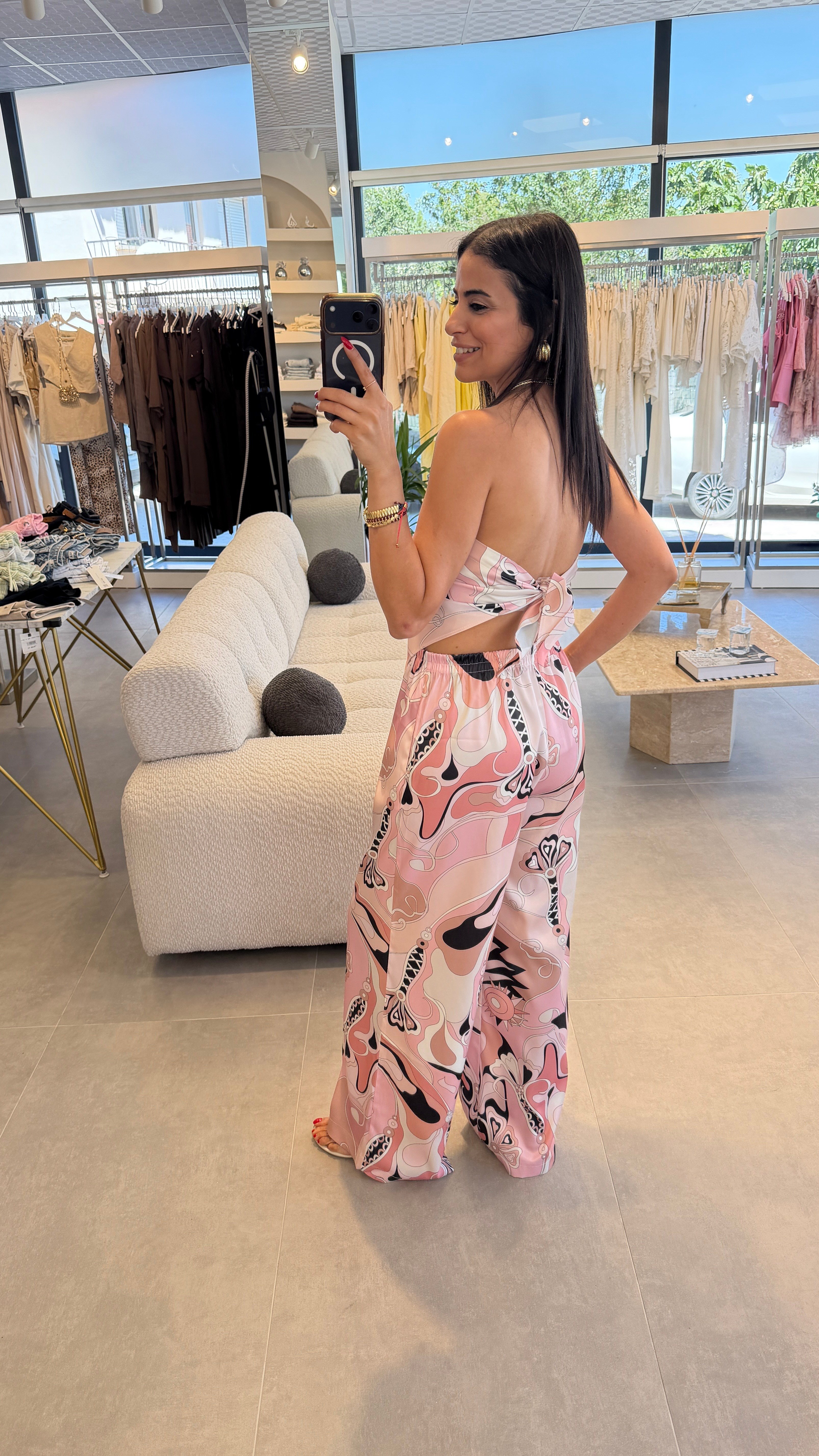 BAĞLAMNALI FLAR BLUZ PANTOLON TAKIM ORANGE