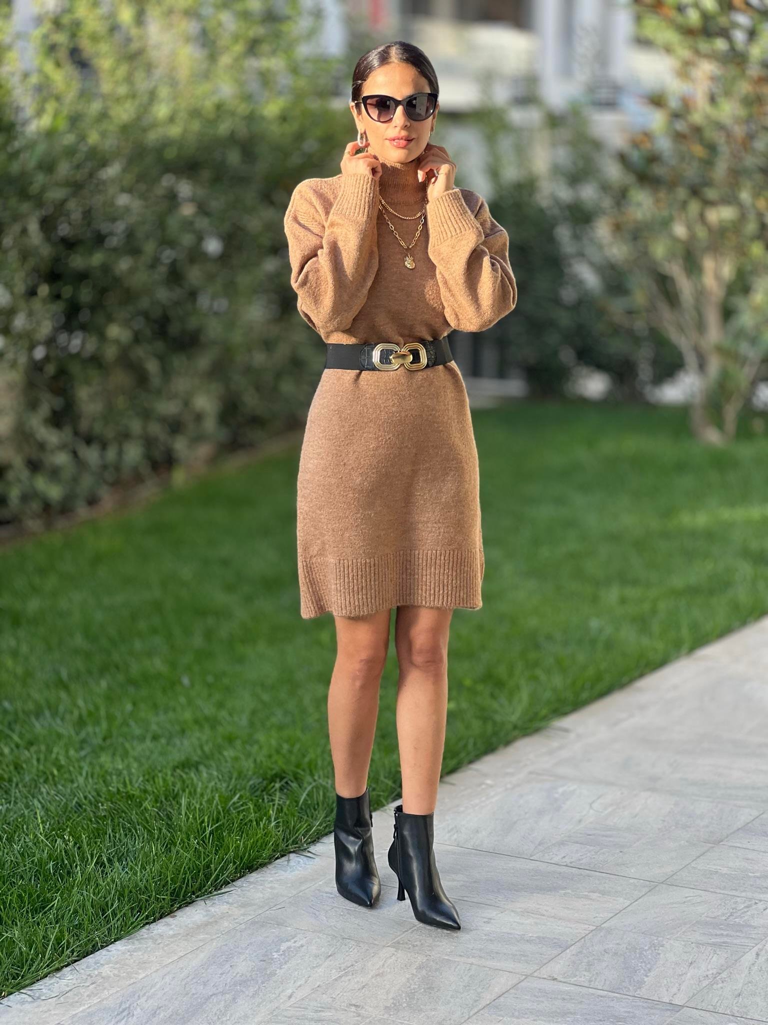 DİLVİN TRİKO ELBİSE CAMEL