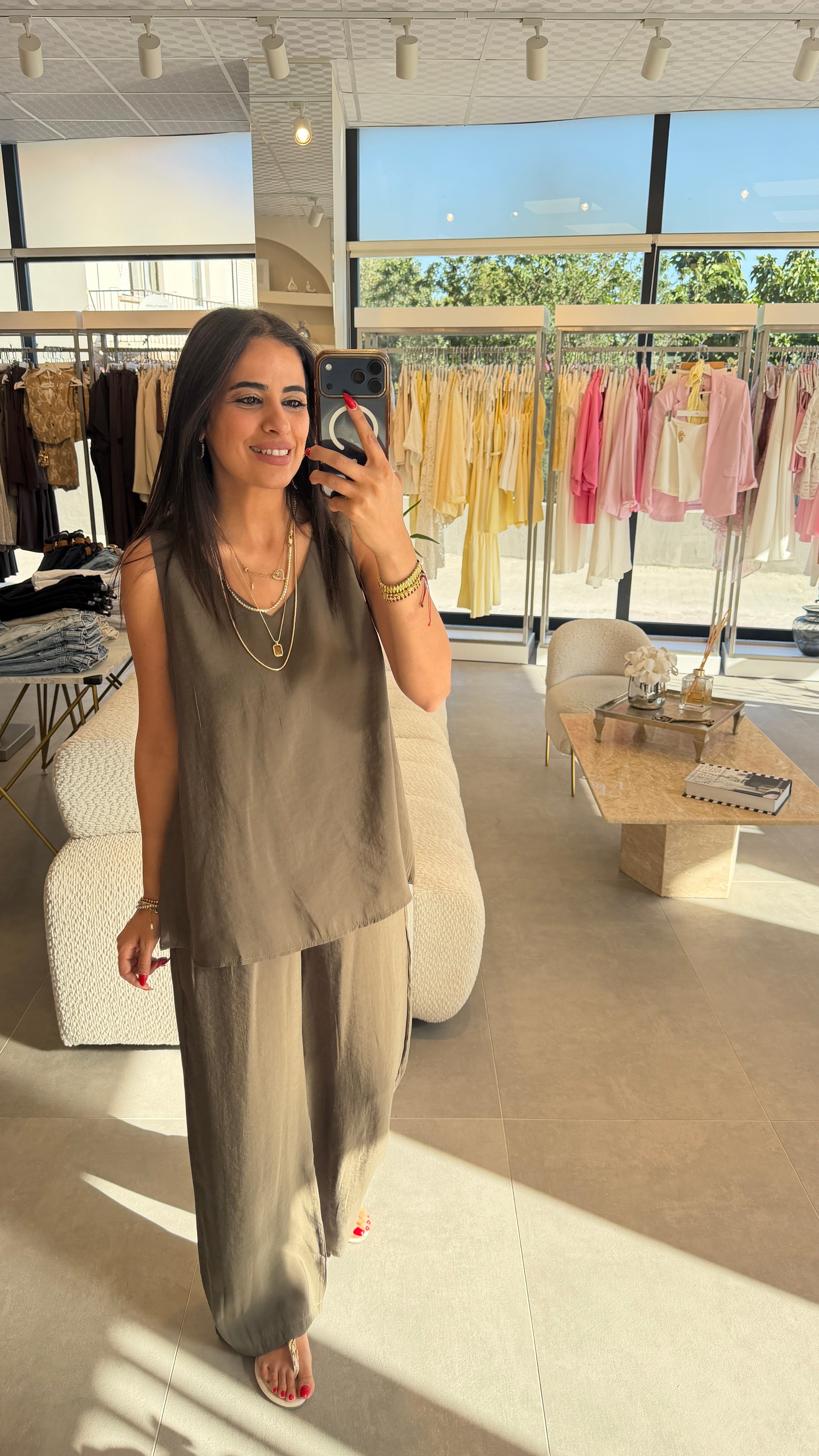 KALIN ASKILI V YAKA BLUZ PANTOLON TAKIM HAKİ