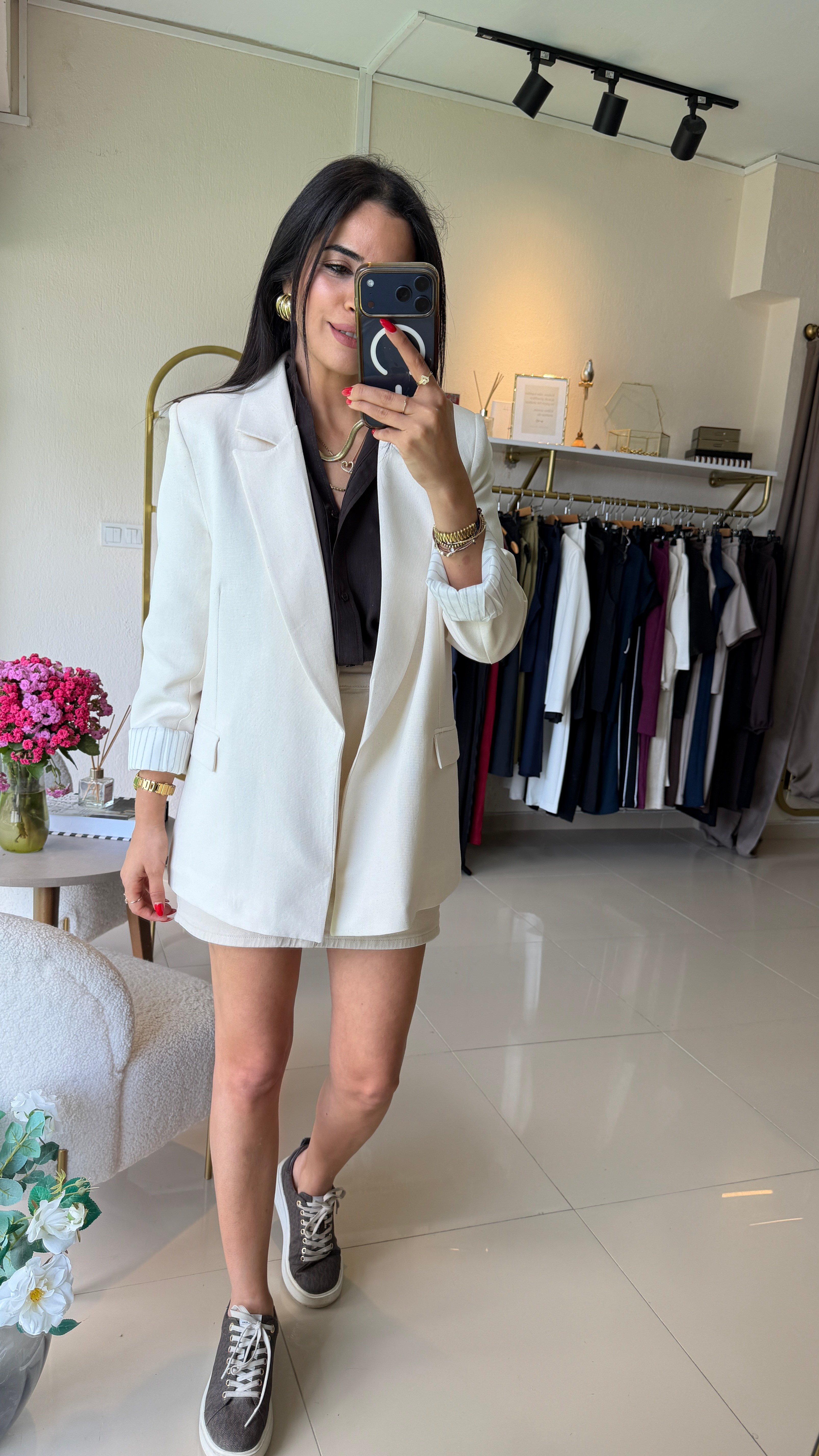 KETEN ASTARLI BLAZER CEKET BEJ