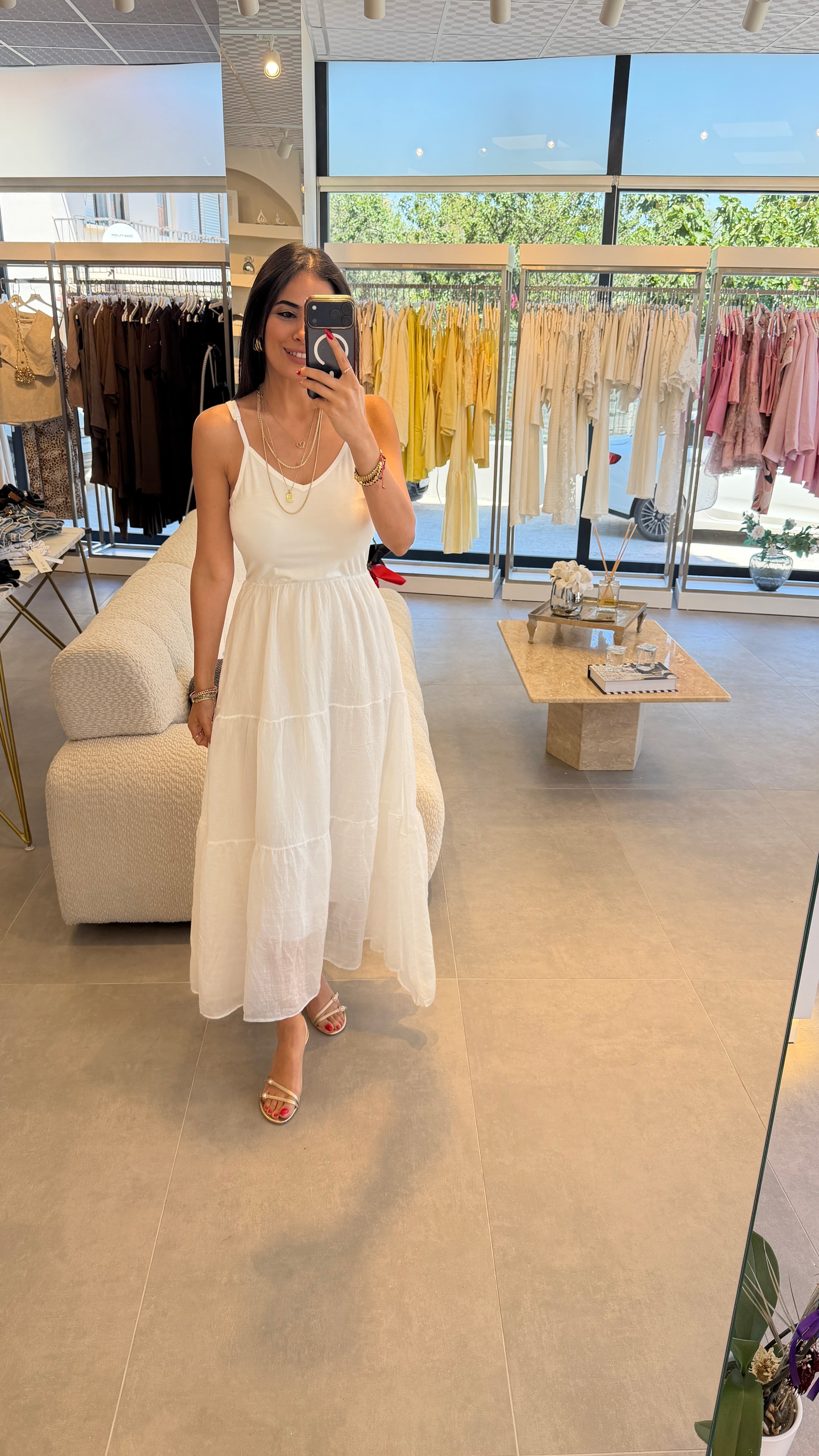 KOLLARI DANTELLİ MARKA MODEL ELBİSE BEYAZ