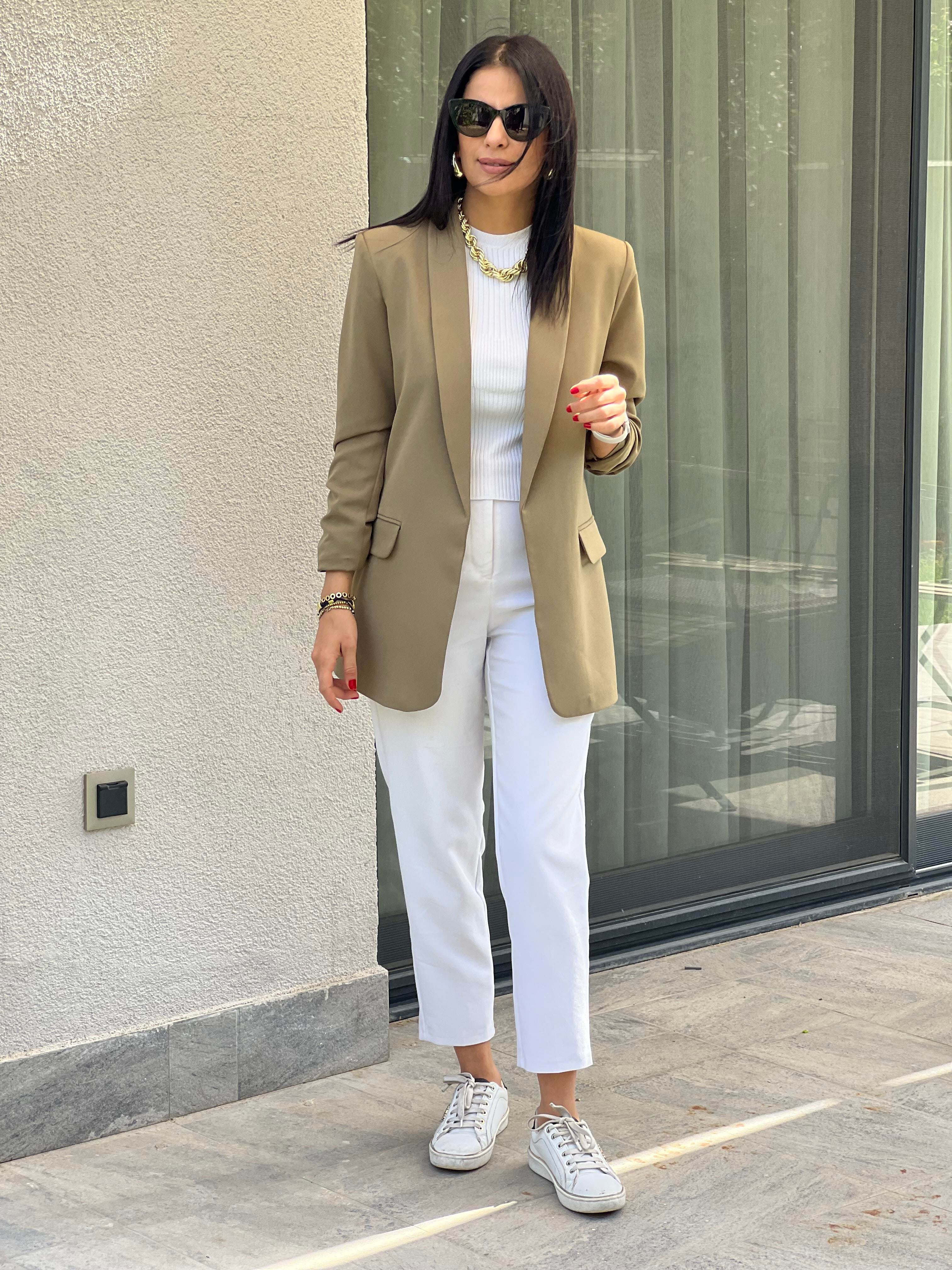 KOLU BÜZGÜ DETAYLI BLAZER Haki