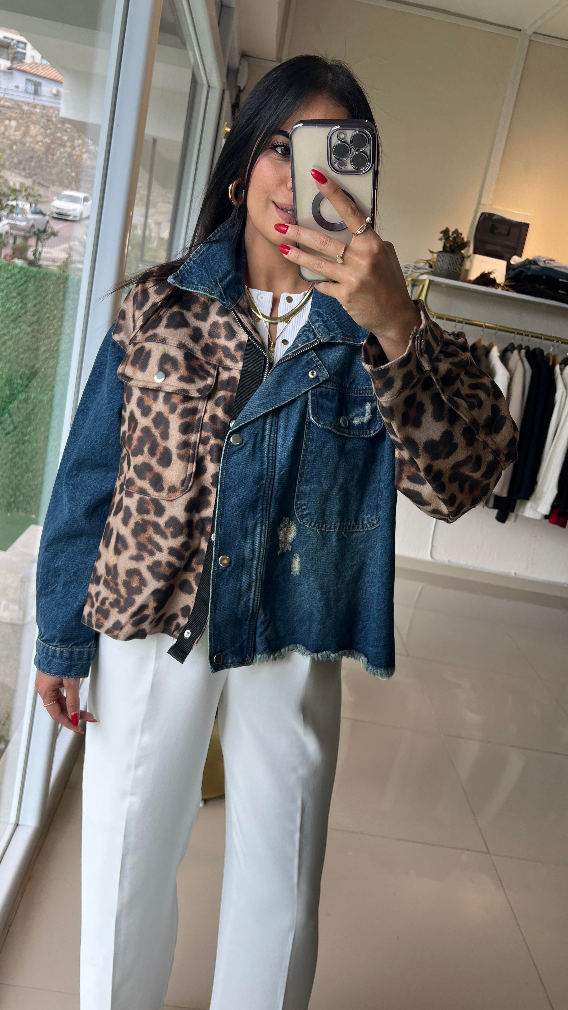 Leopar Desenli Jean Ceket