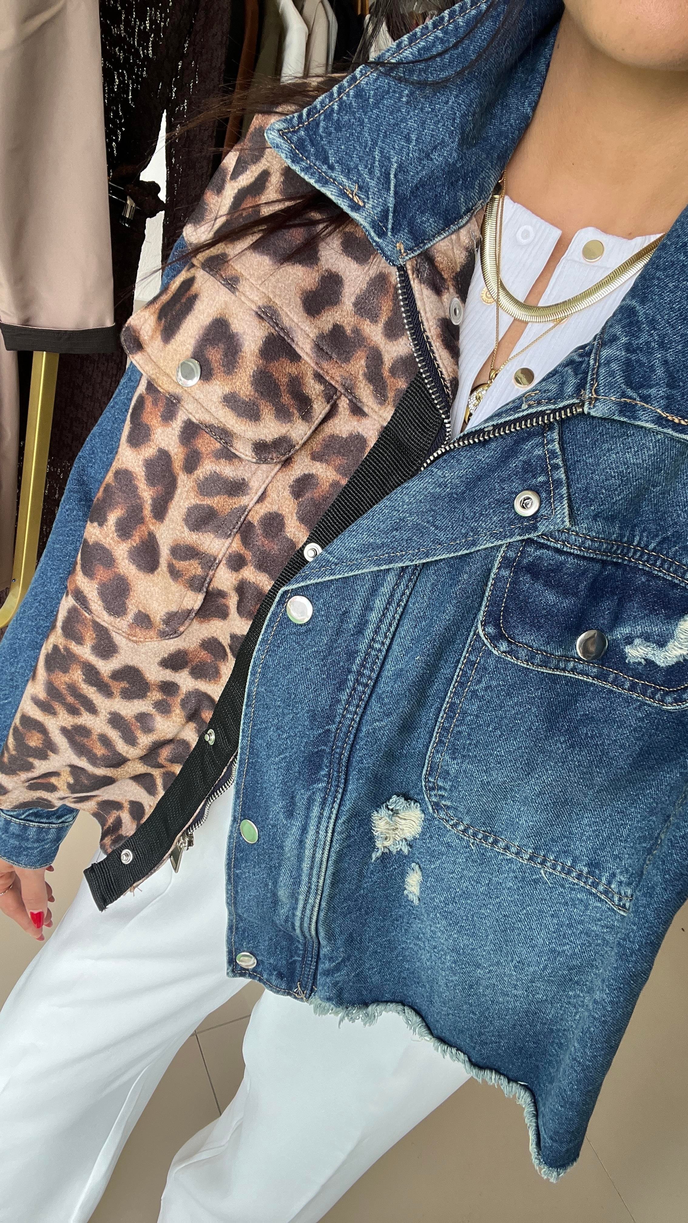 Leopar Desenli Jean Ceket
