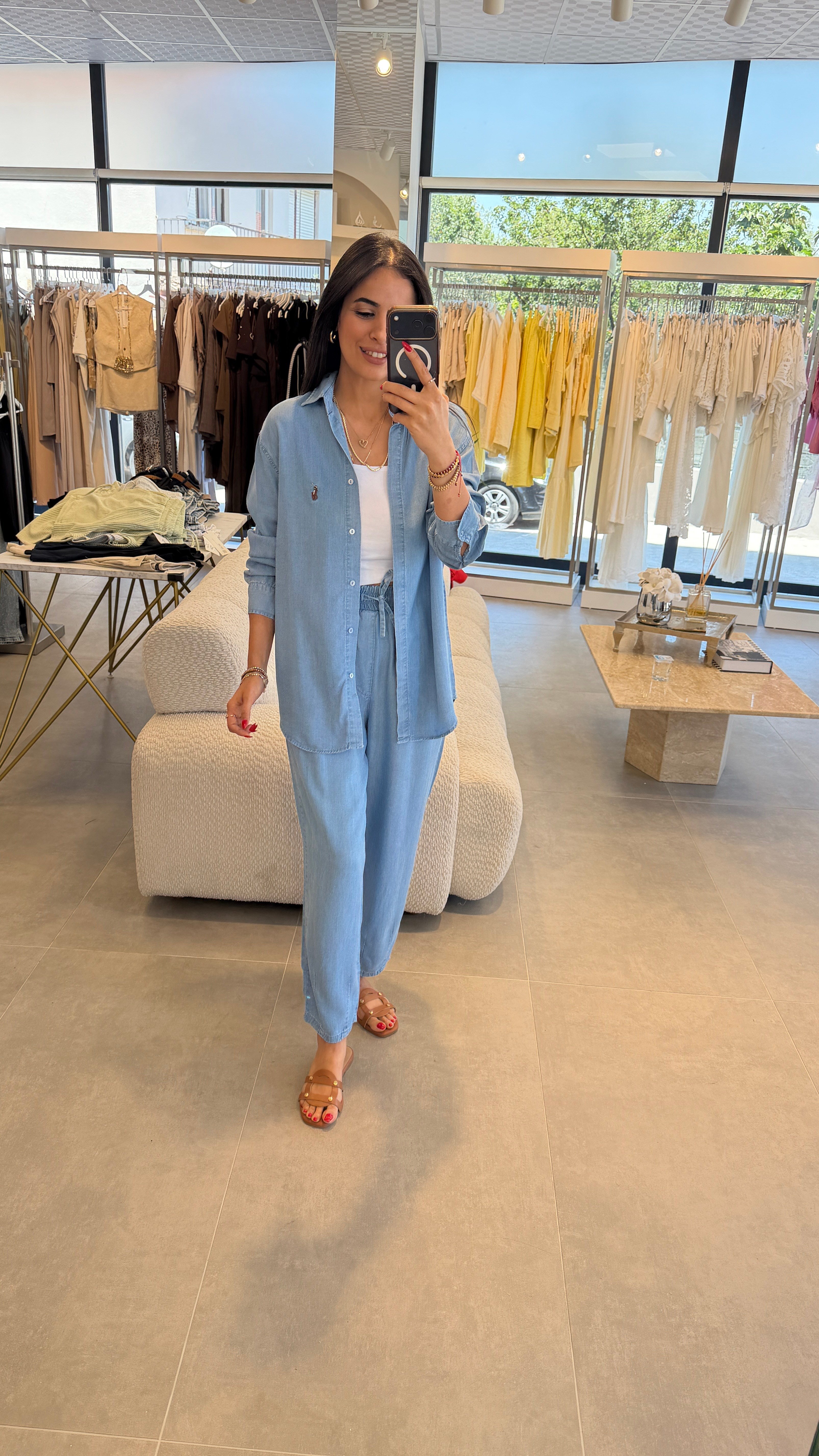 Marka Logolu , Mavi , Tencel Jean Takım