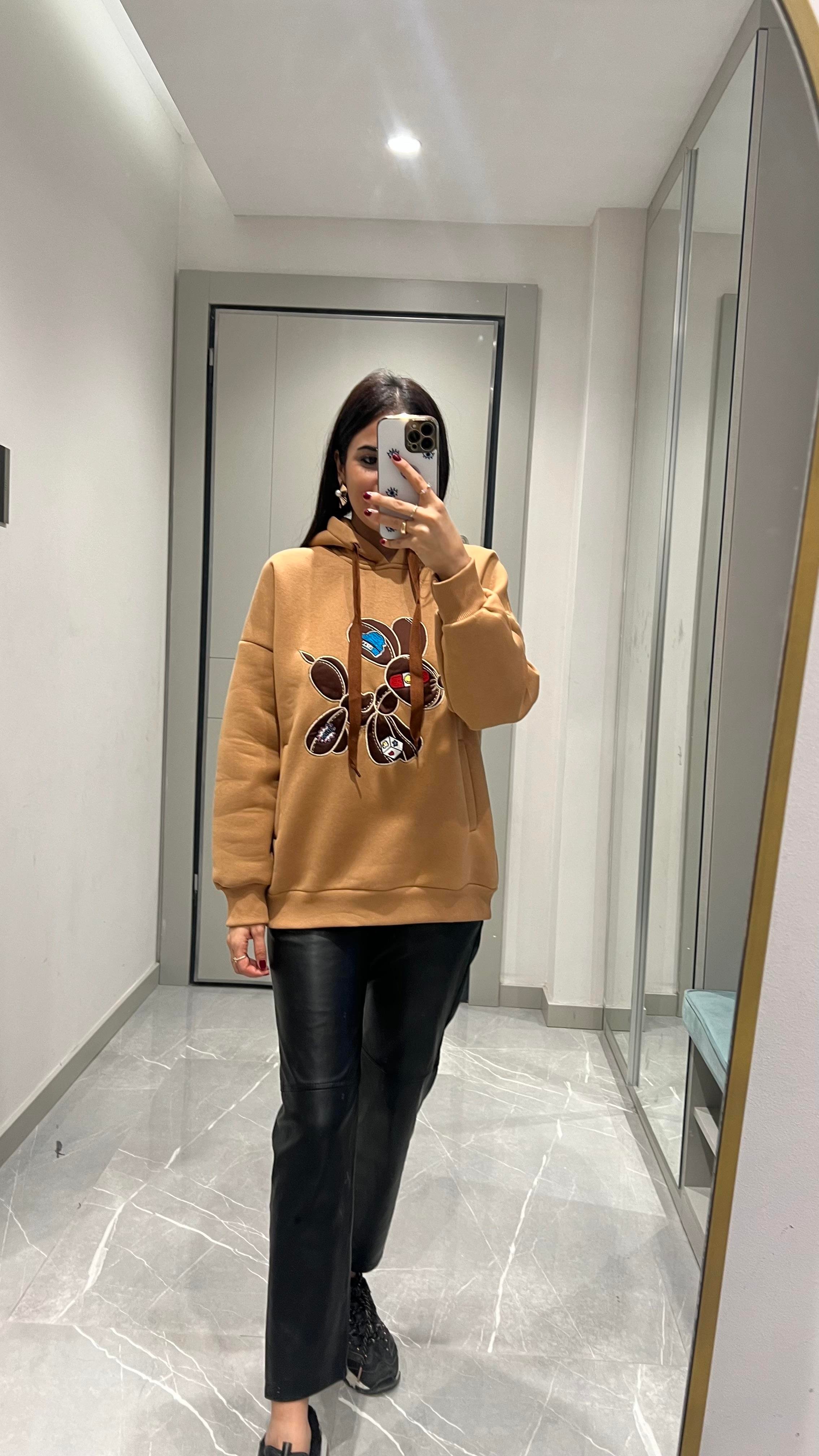 Marka Model Aplikeli Sweat Kahve 