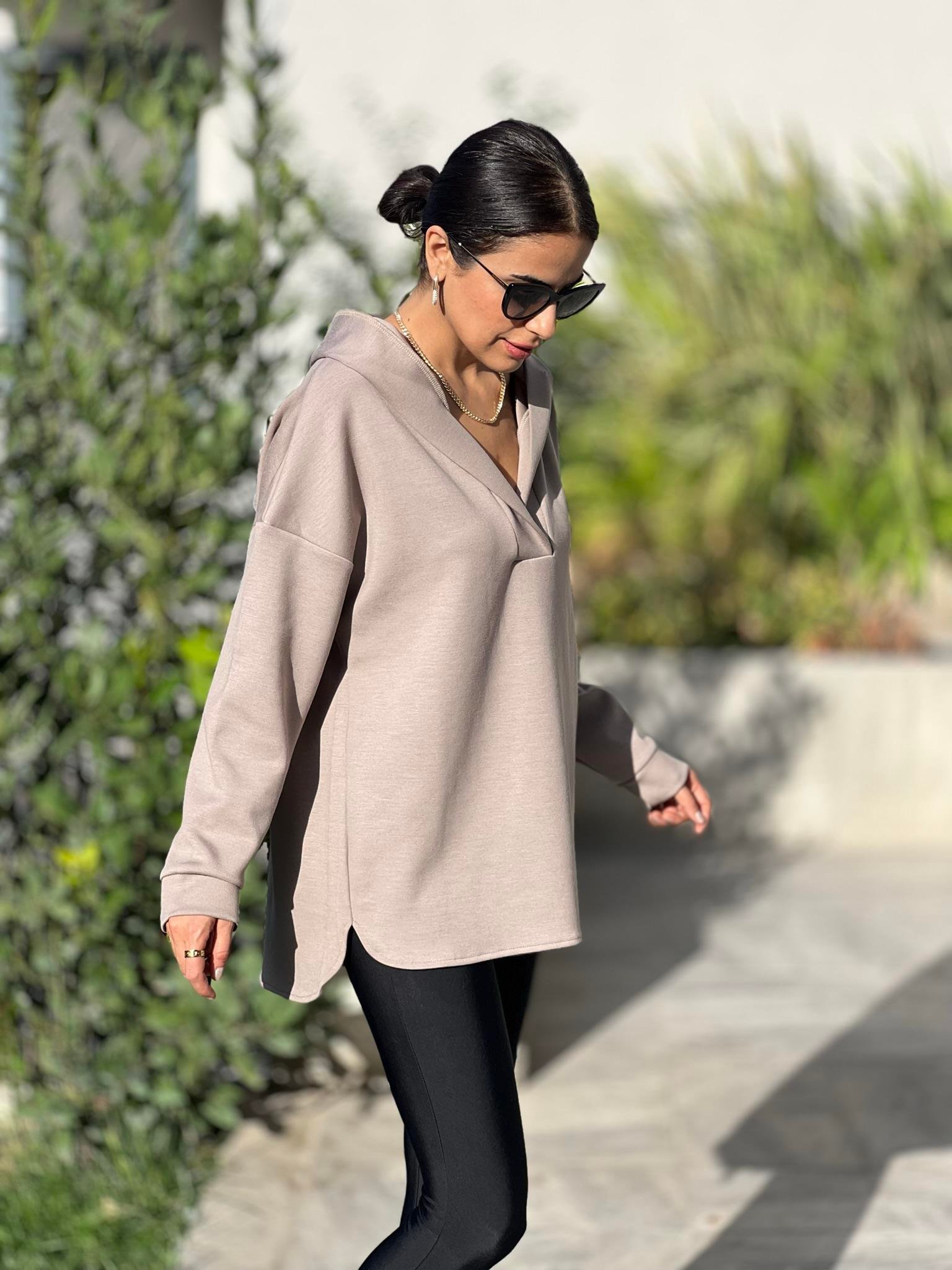 Modal Kapüşonlu Sweat Vizon