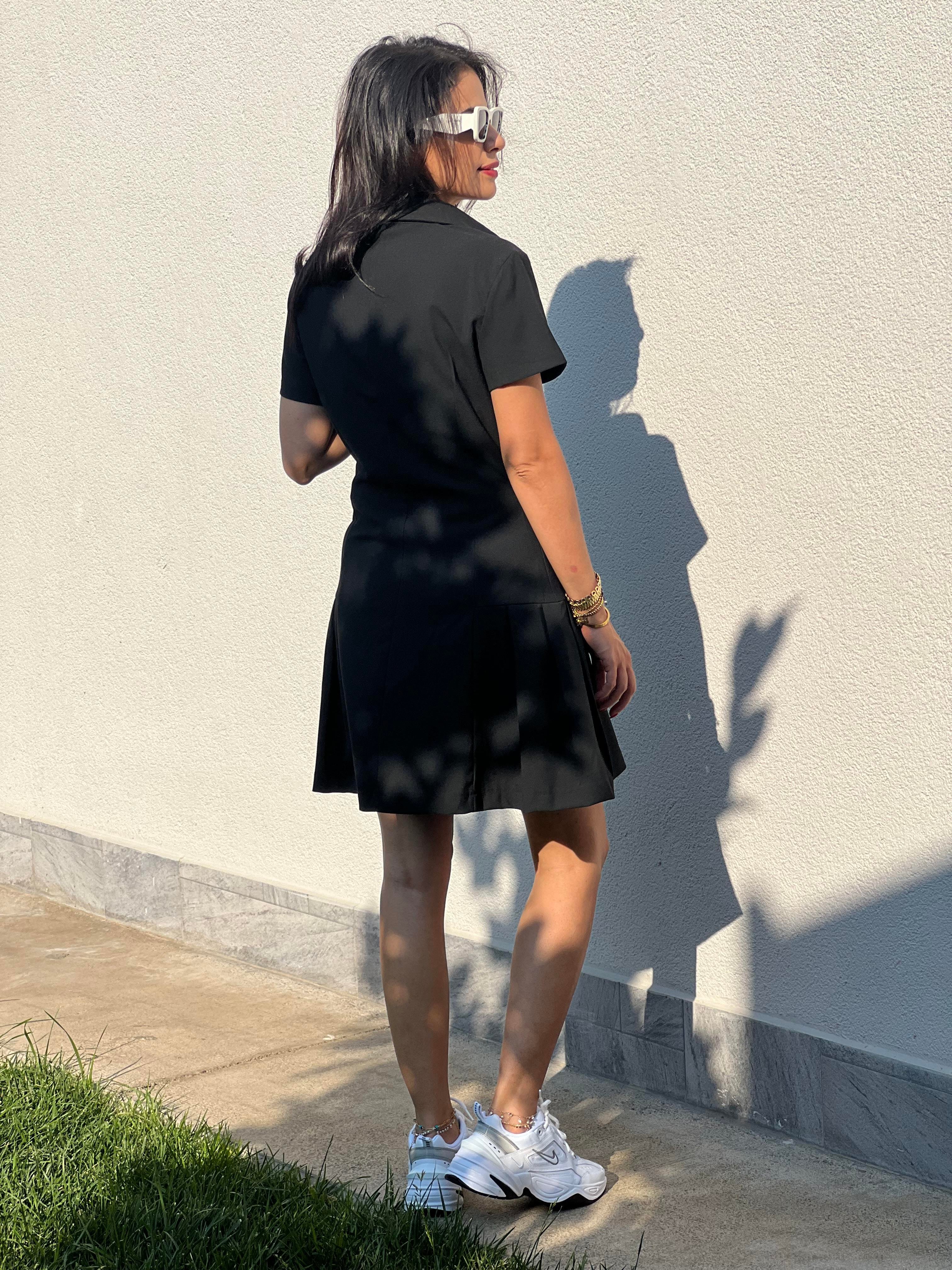Polo Yaka Elbise Siyah