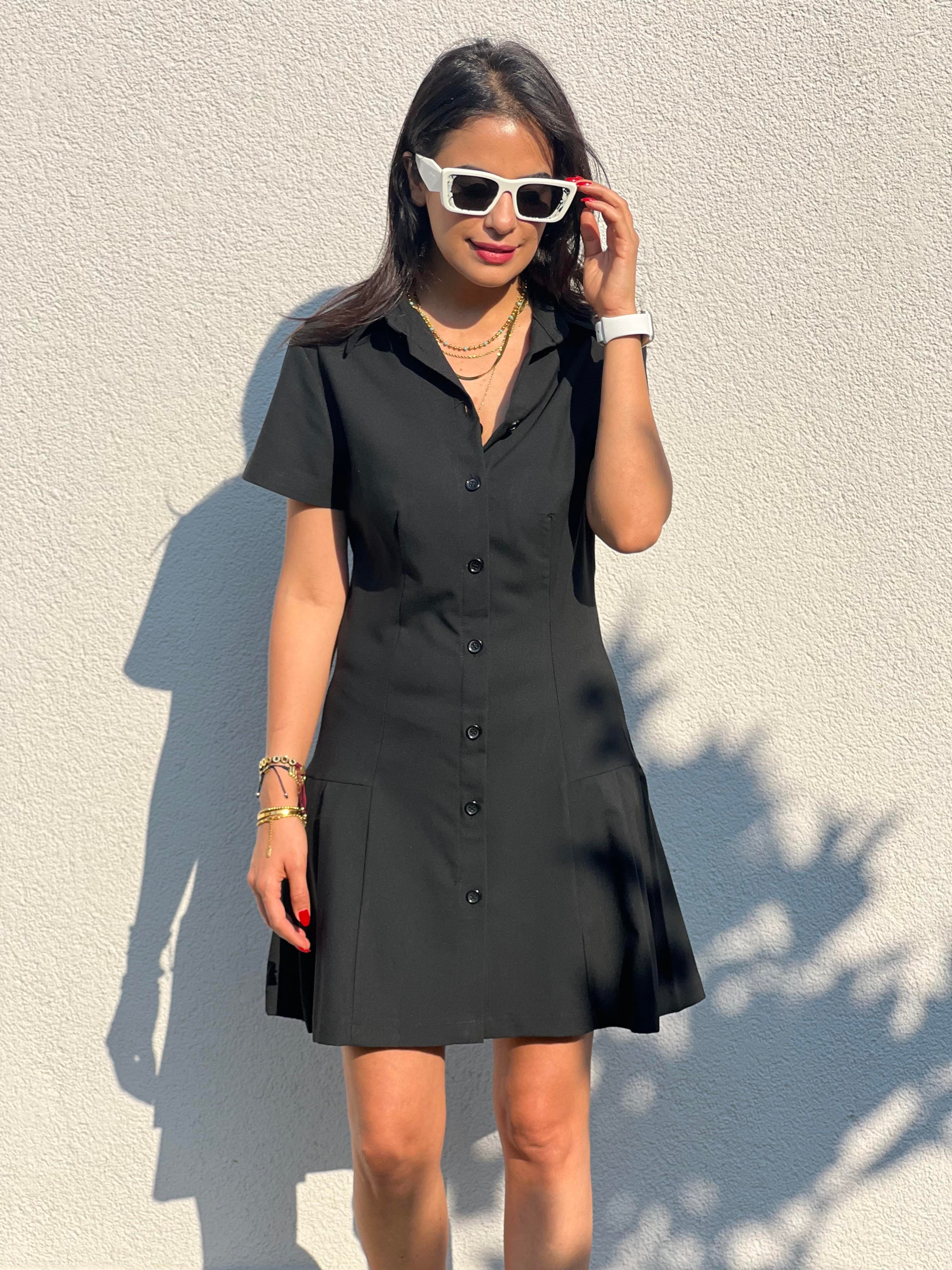 Polo Yaka Elbise Siyah