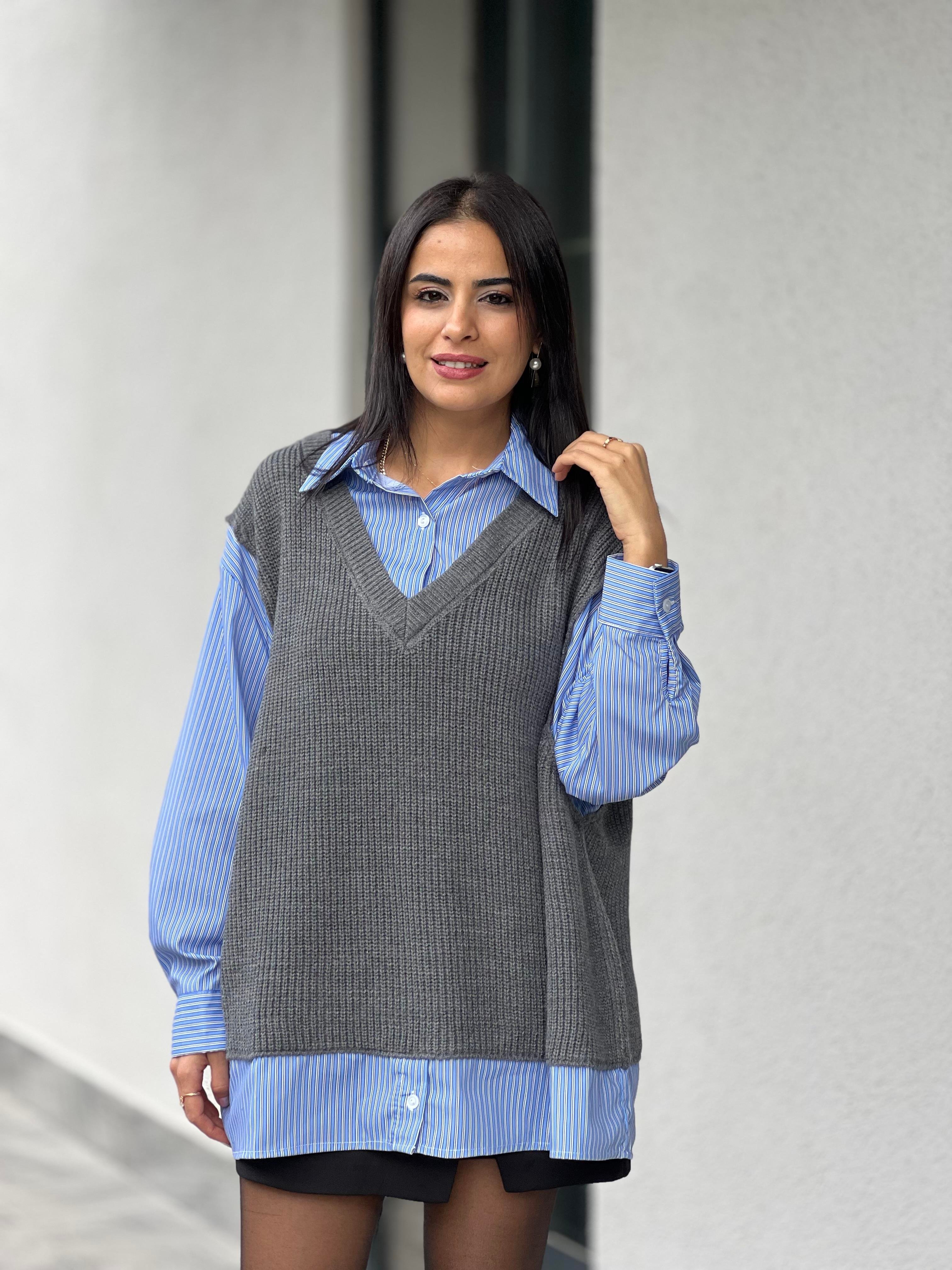 Süveter Garnili Marka Model Gömlek 