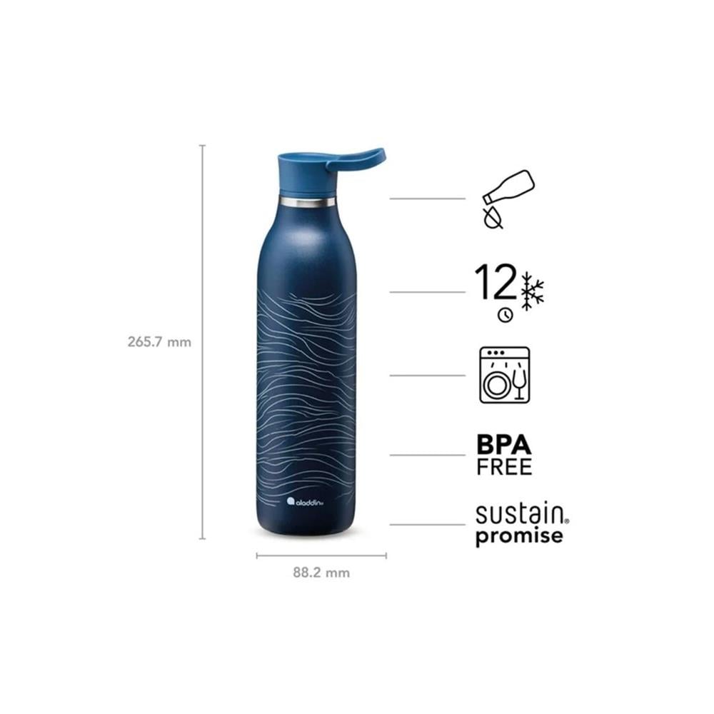Aladdin CityLoop Thermavac eCycle Paslanmaz Çelik Su Şişesi 0.60 LT Lacivert