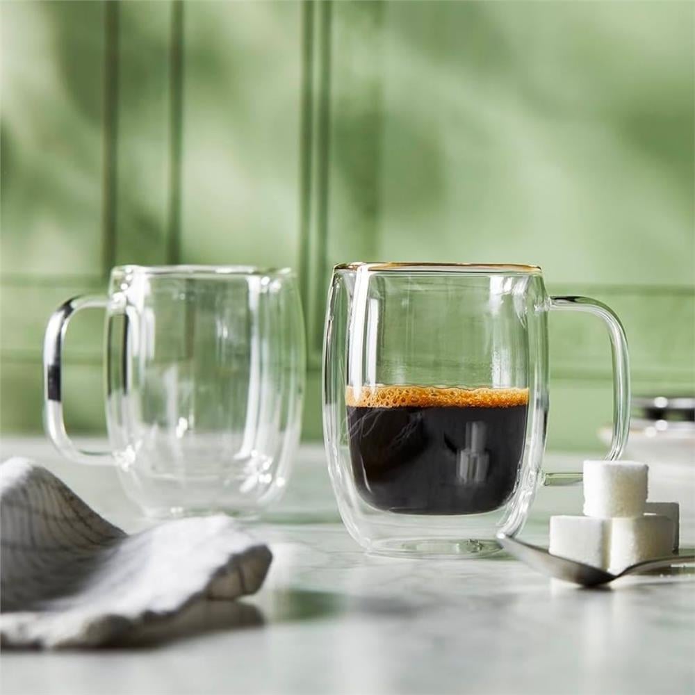 ÇİFT CAMLI KULPLU 2'Lİ ESPRESSO BARDAK SETİ - 80 ML