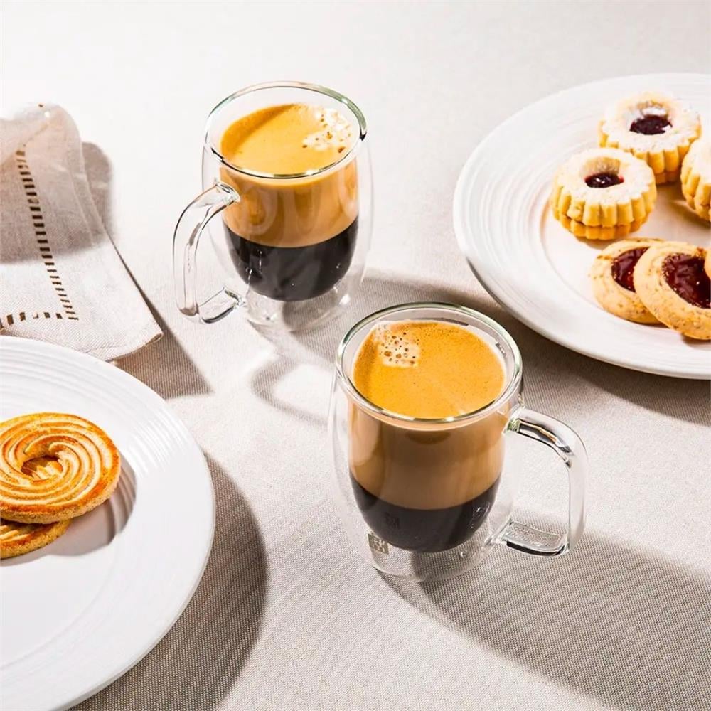 ÇİFT CAMLI KULPLU 2'Lİ ESPRESSO BARDAK SETİ- 134 ML