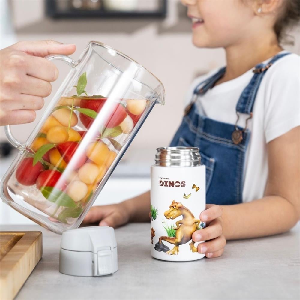 DİNOS MATARA | 350 ML | PASLANMAZ ÇELİK | BEYAZ GRİ