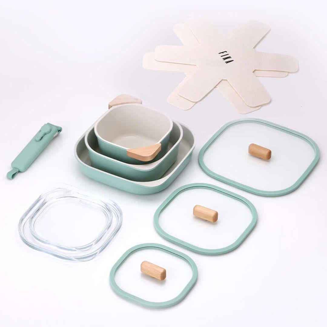 Fika Comfort Mint Yeşil Tencere ve Tava Seti 10 Parça