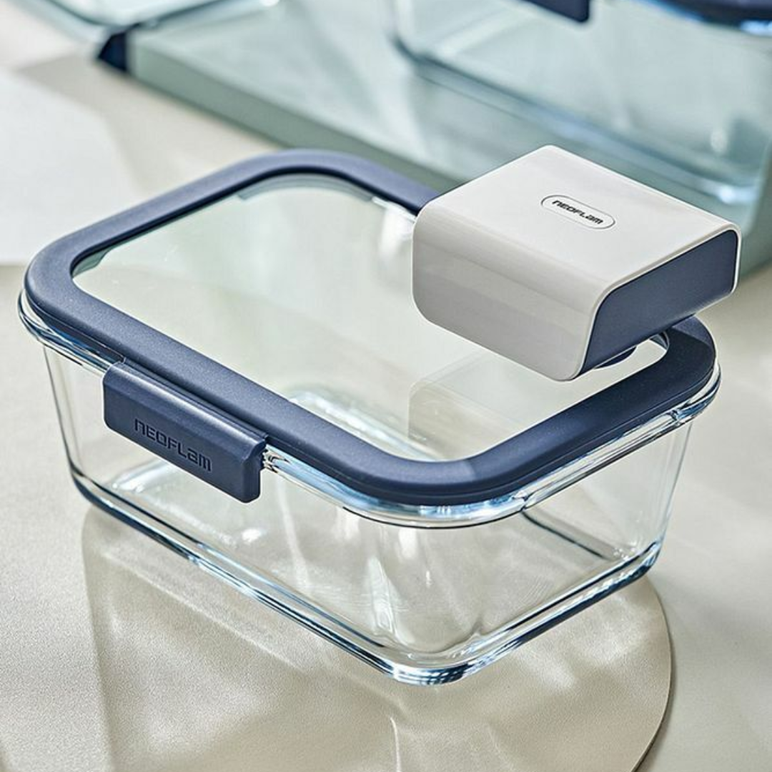 Fika Glace Vakumlu Cam Saklama Kabı Seti Mavi 5 Parça