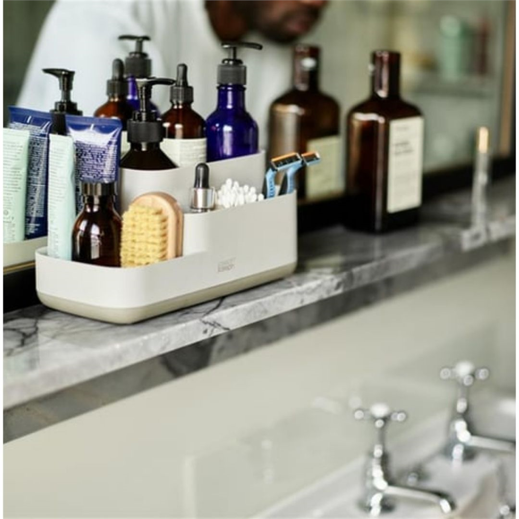 Joseph Joseph EasyStore™ Banyo Düzenleyici Diş Fırçalık - Ekru / Clay (Çok Bölmeli Organizer)