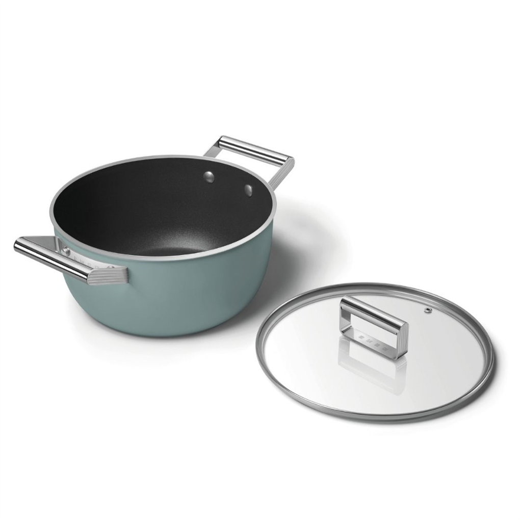 Smeg 50's Style Retro CSF2412EGM Kapaklı Derin Tencere 24 cm - Zümrüt Yeşili