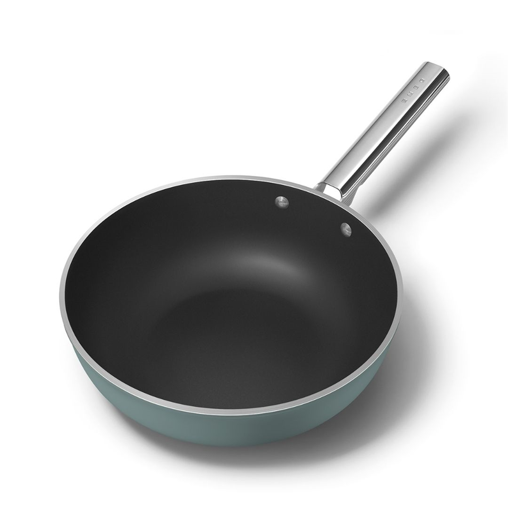 Smeg 50's Style Retro WOF3002EGM Yapışmaz Seramik Wok Tava 30 cm - Mat Zümrüt Yeşili