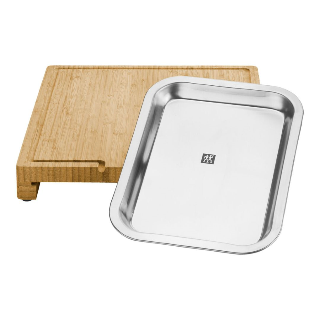 Zwilling BBQ+ Kesme Tahtası ve Paslanmaz Çelik Tepsili Set - 39 cm x 30 cm, Bambu