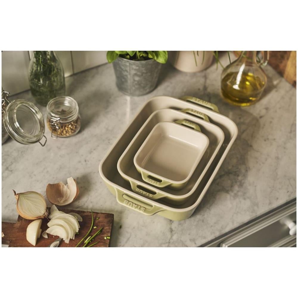 Zwilling Sermik 3 Parça Dikdörtgen Fırın Kabı Seti, Limon Yeşili