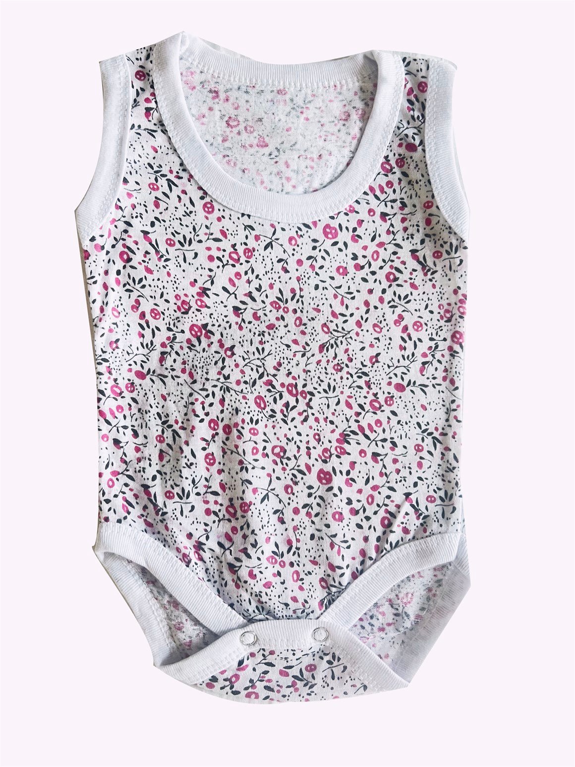Beyaz Çiçekli Çıtçıtlı Body