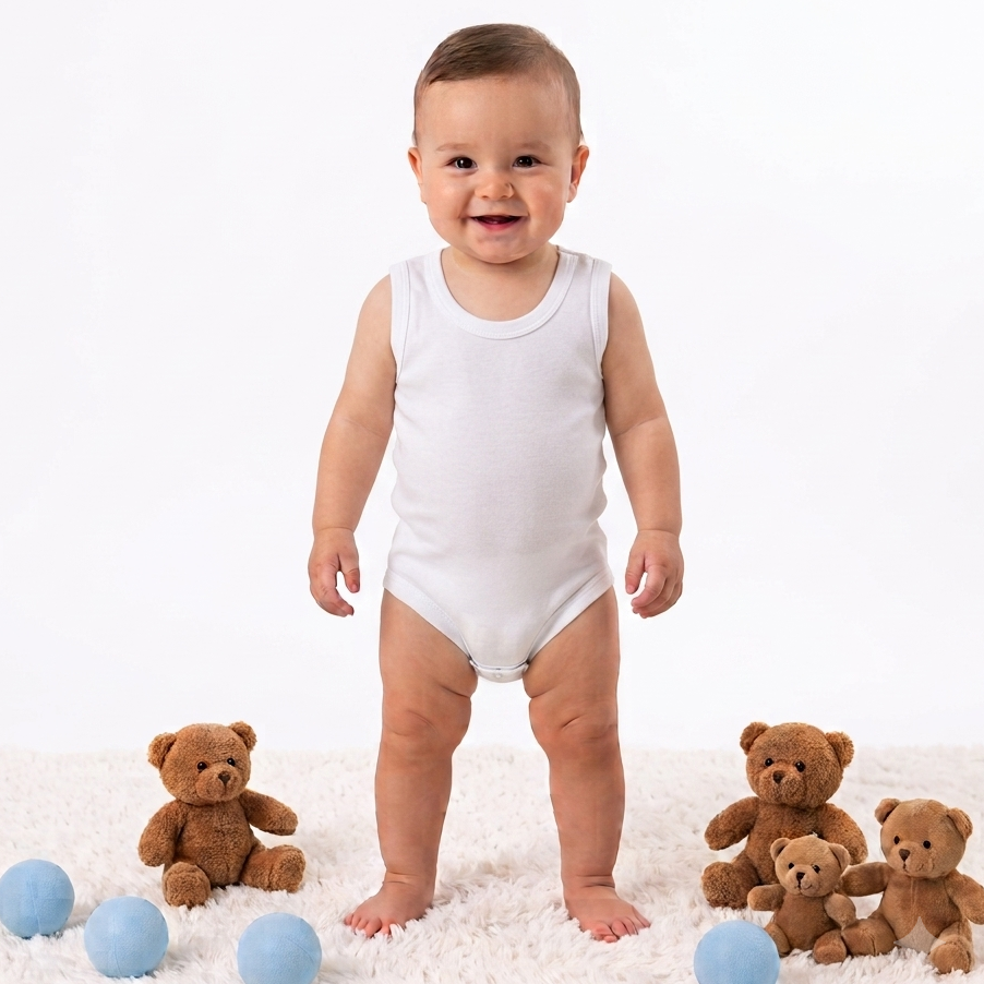 Beyaz Çıtçıtlı Atlet Bebek Badi 0-3-6 Ay