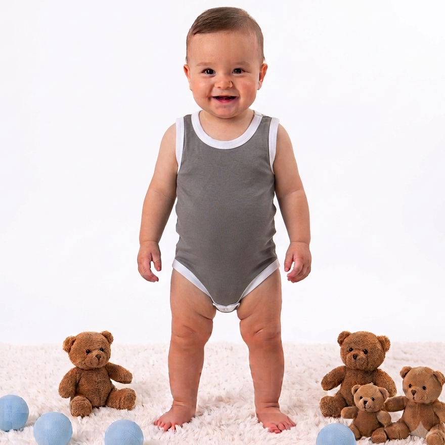 Füme Çıtçıtlı Atlet Bebek Badi 0-3 Ay