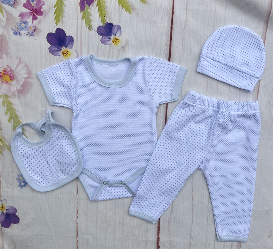 Mavi Noktalı 4'lü Body Seti