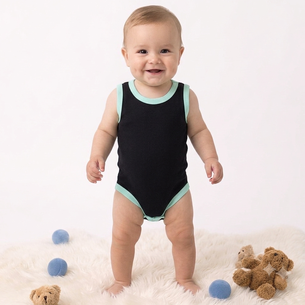 Siyah Çıtçıtlı Atlet Bebek Badi 0-9 Ay