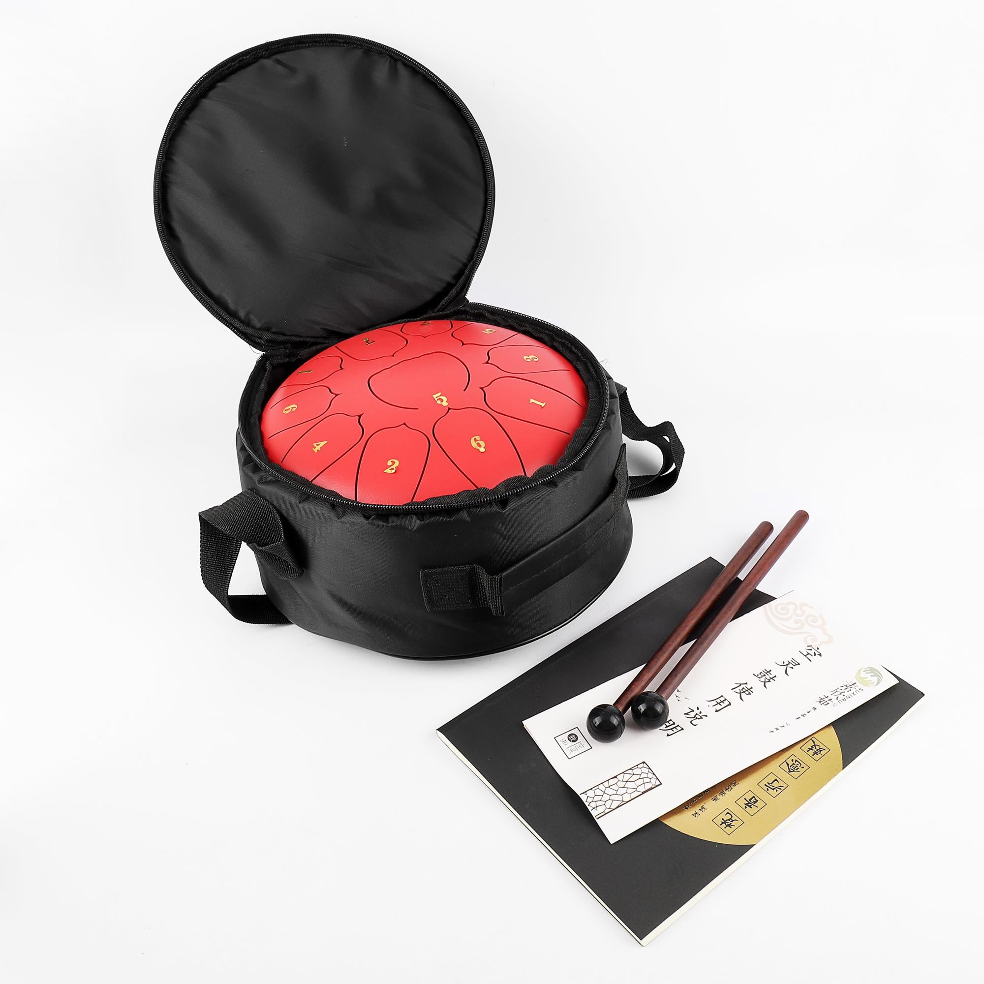 Jwin JTN-1011 10 Inç 11 Ses Ton Çelik Handpan Tongue Davulu - Kırmızı