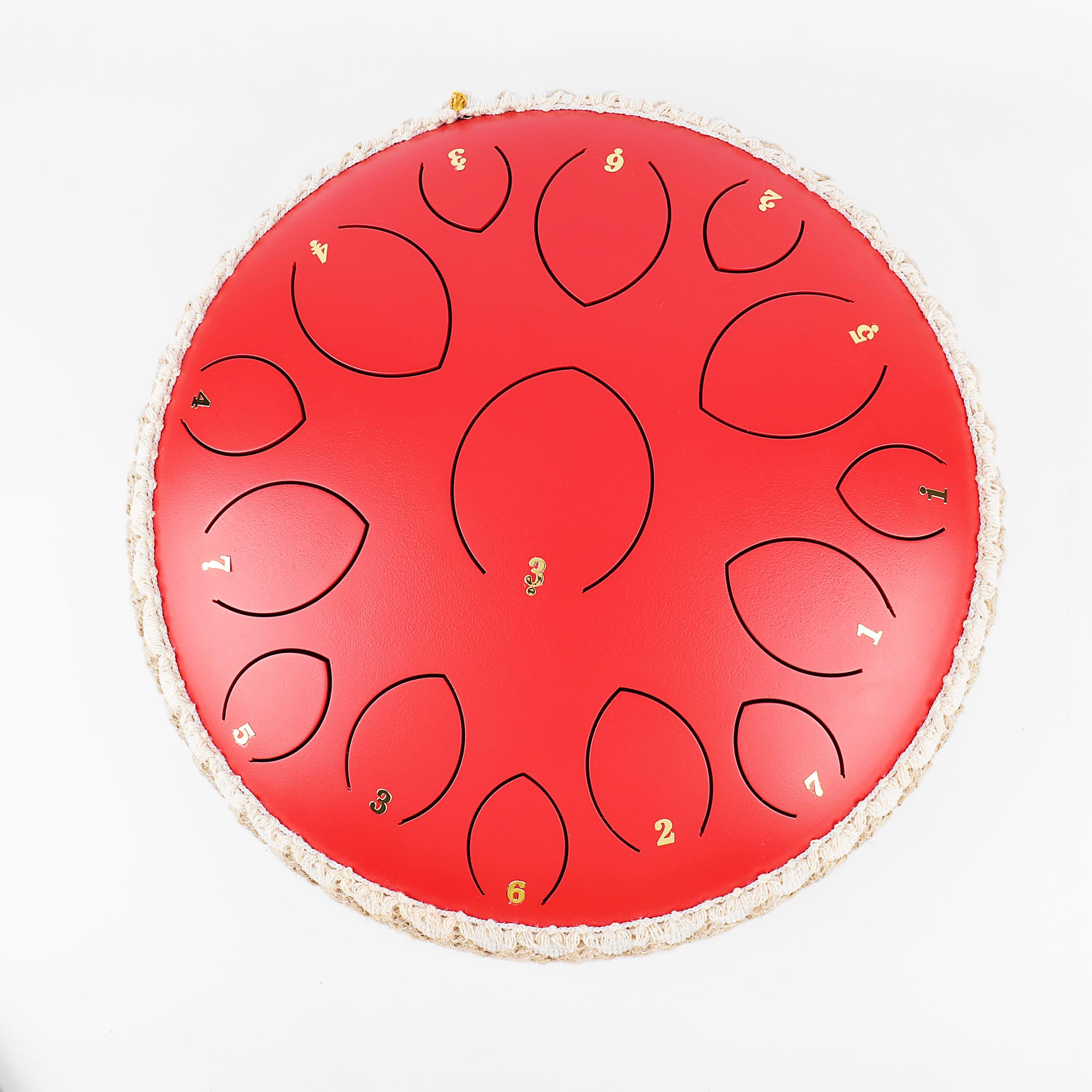 Jwin JTN-1415 14 Inç 15 Ses Ton Çelik Handpan Tongue Davulu - Kırmızı