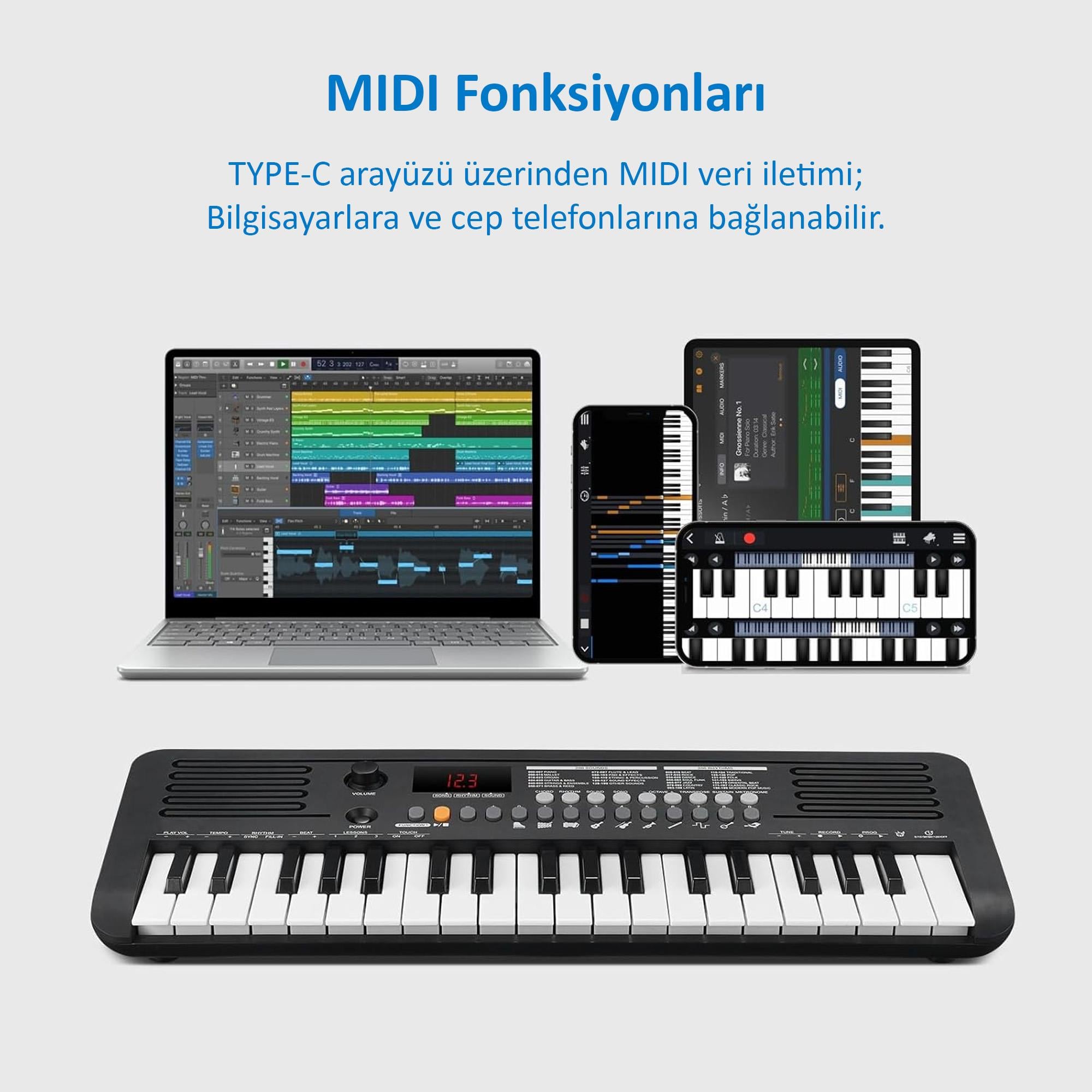 Jwin Sapphire  MK-1537  32 Tuşlu  Org-Siyah Adaptör İlaveli