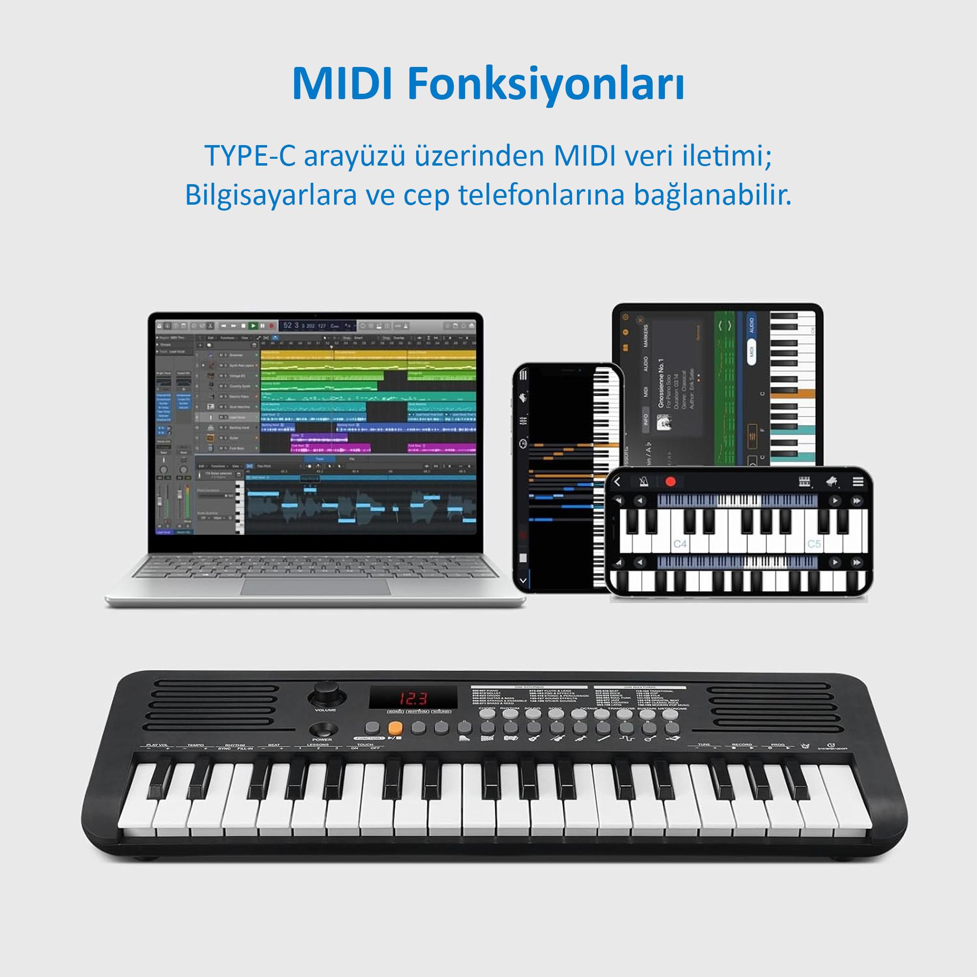 Jwin Sapphire MK-1537 37 Tuşlu Org (Adaptör Hediye)-Beyaz