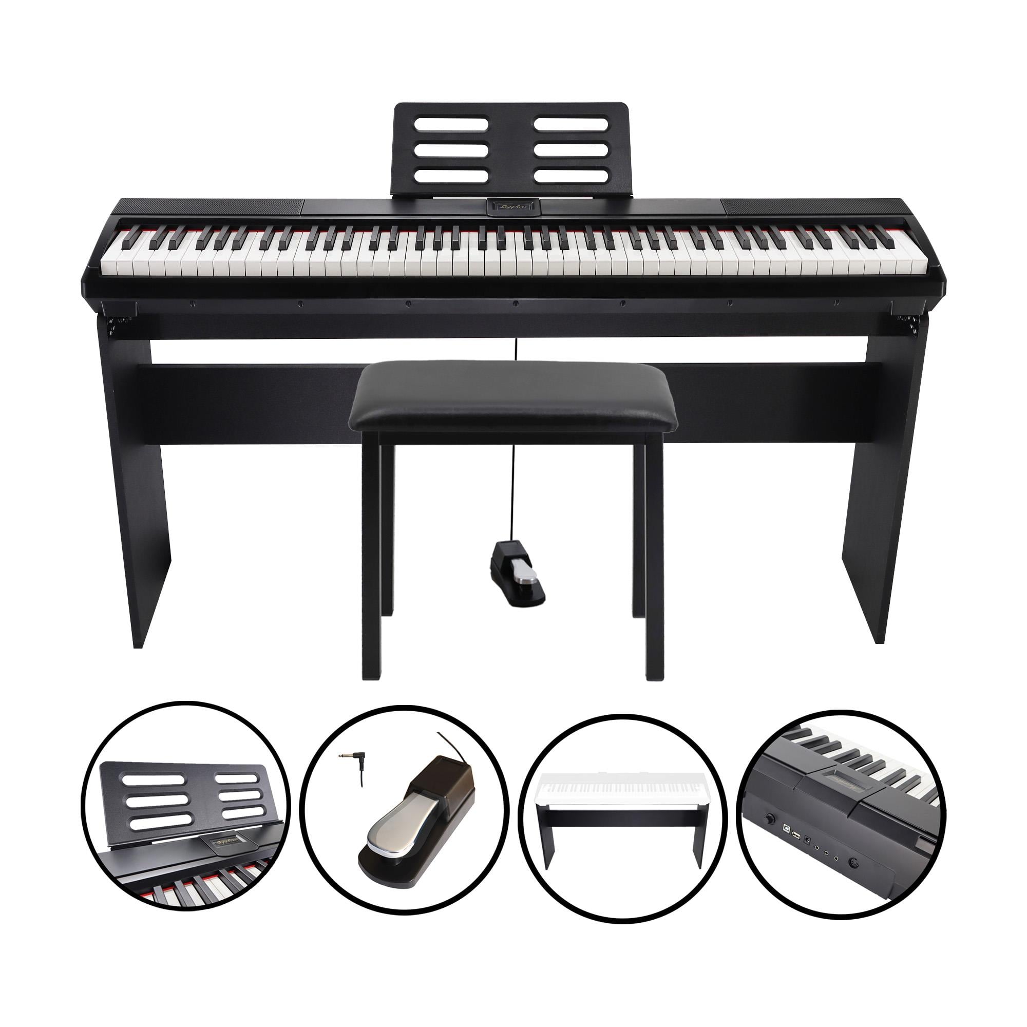 Jwin Sapphire SDP-110 Çekiç Aksiyonlu 88 Tuşlu Dijital Piyano + Tabure - Siyah