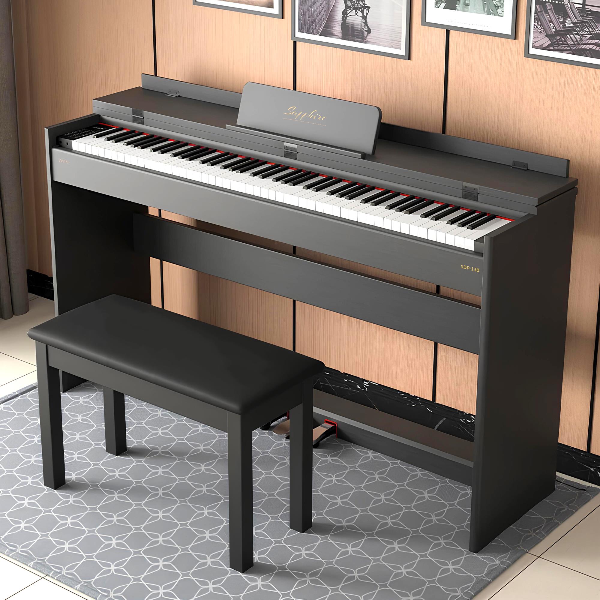 Jwin Sapphire SDP-130 Tuş Hassasiyetli 88 Tuşlu Dijital Piyano - Siyah + Tabure
