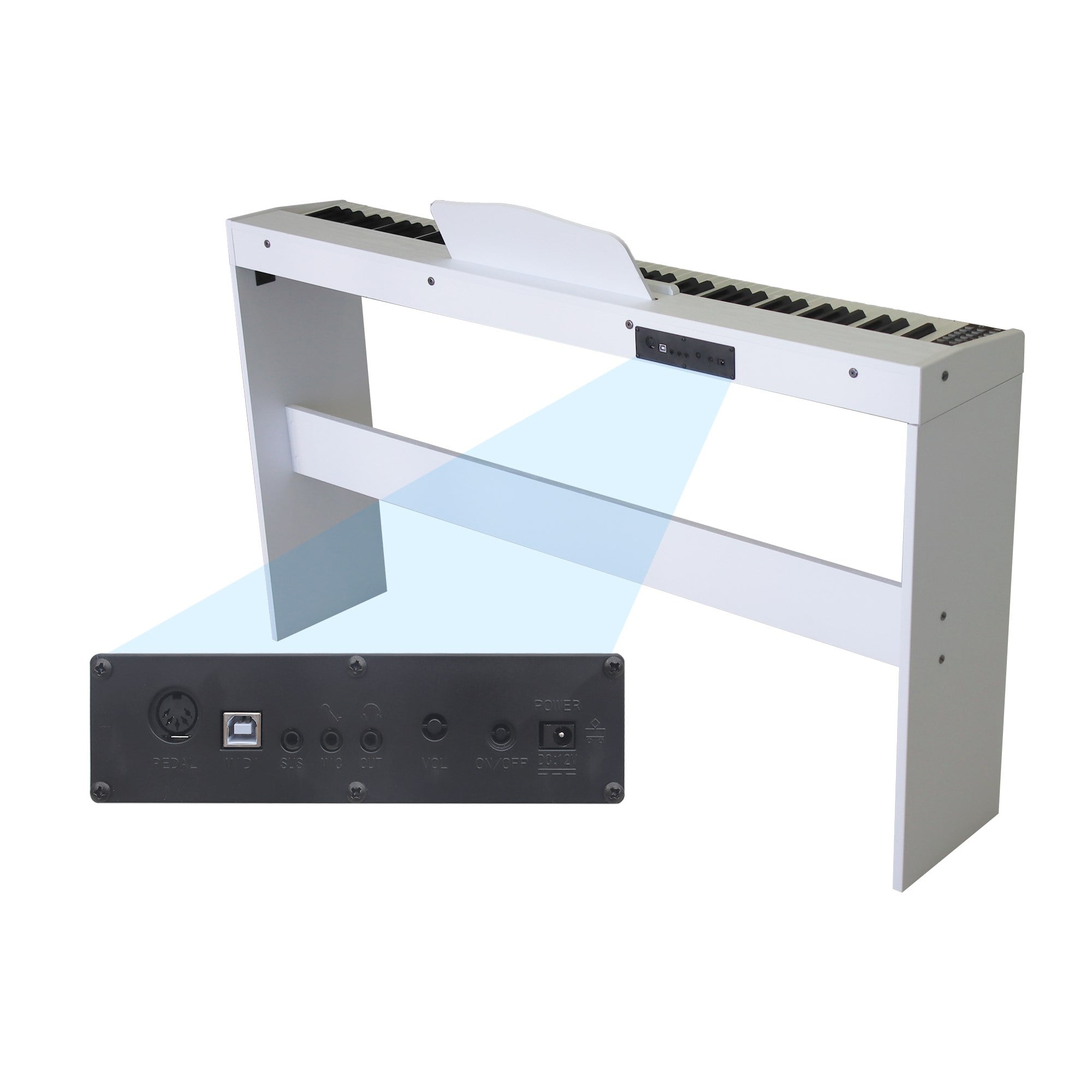 Jwin SDP-88 Tuş Hassasiyetli 88 Tuşlu Dijital Piyano + Tabure - Beyaz
