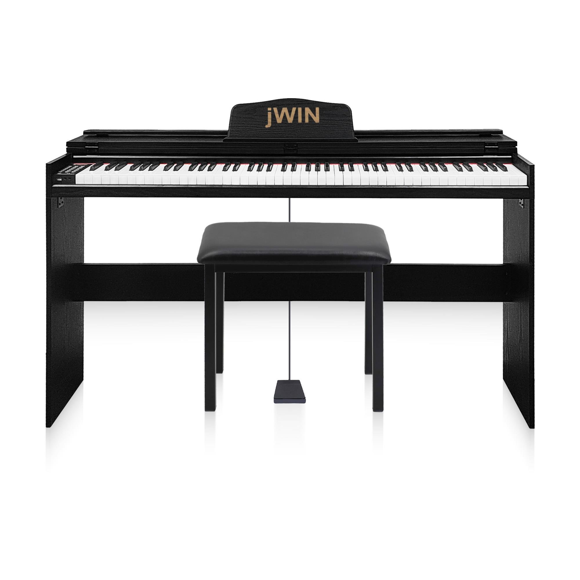 Jwin SDP-92 Tuş Hassasiyetli 88 Tuşlu Kapaklı Dijital Piyano + Tabure - Siyah