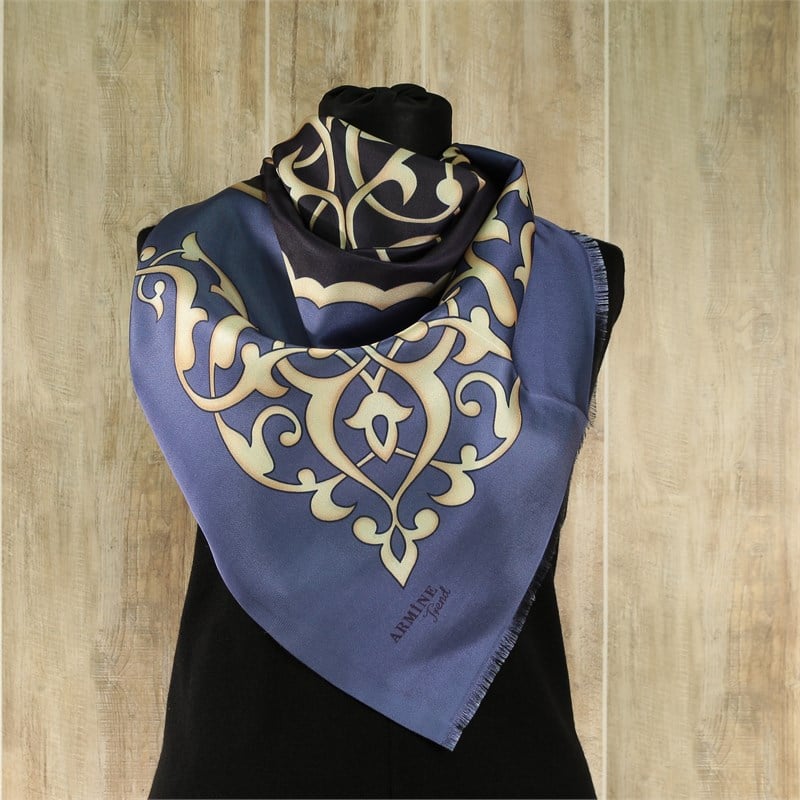 Armine Trend Dijital Baskılı Tafta Eşarp - Osmanlı Otantik Desen - 2175 B7 - Mor
