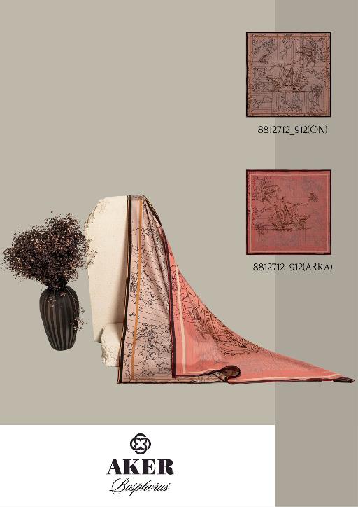 Aker Bosphorus Serisi, Çift Taraflı İpek Eşarp - 8812712-912 - Tivil