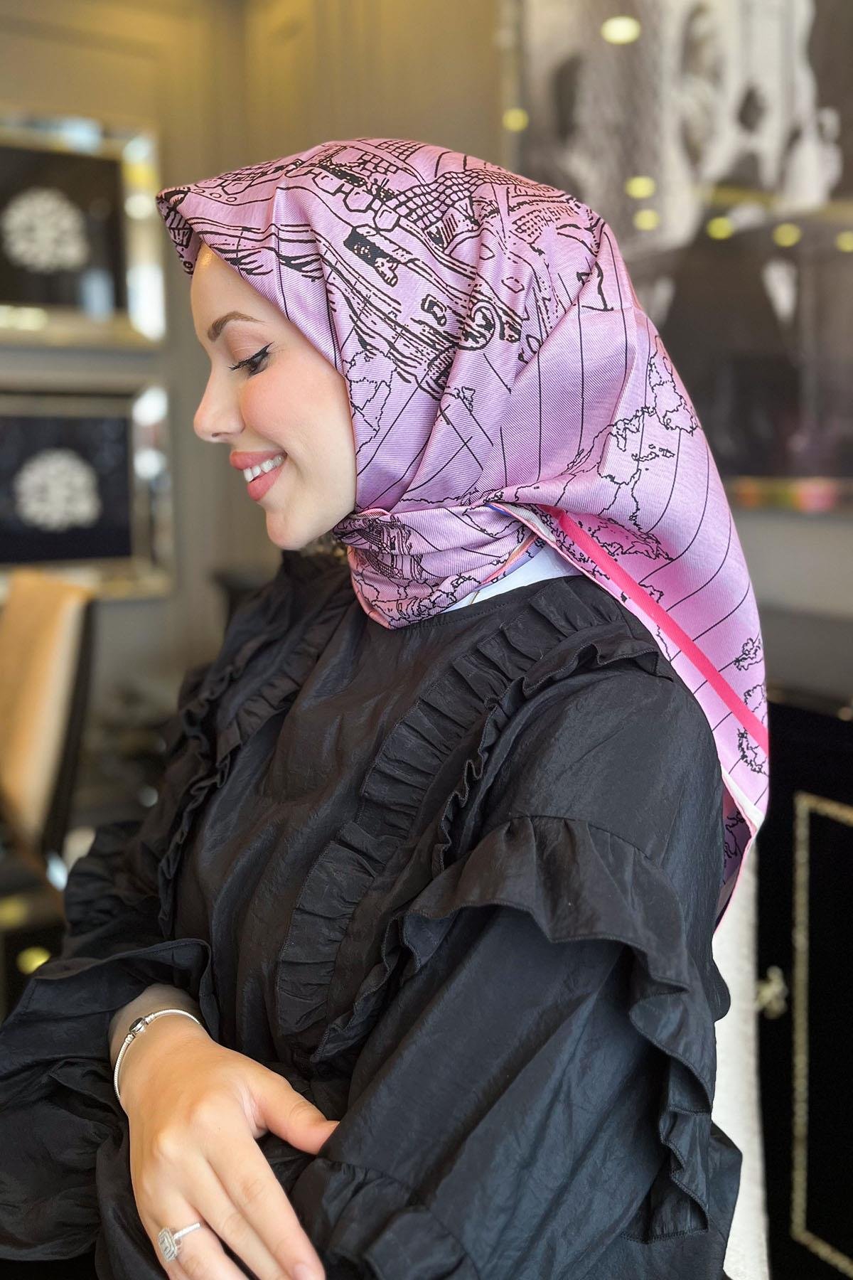 Aker Bosphorus Serisi, Çift Taraflı İpek Eşarp - 8812712-991 - Tivil