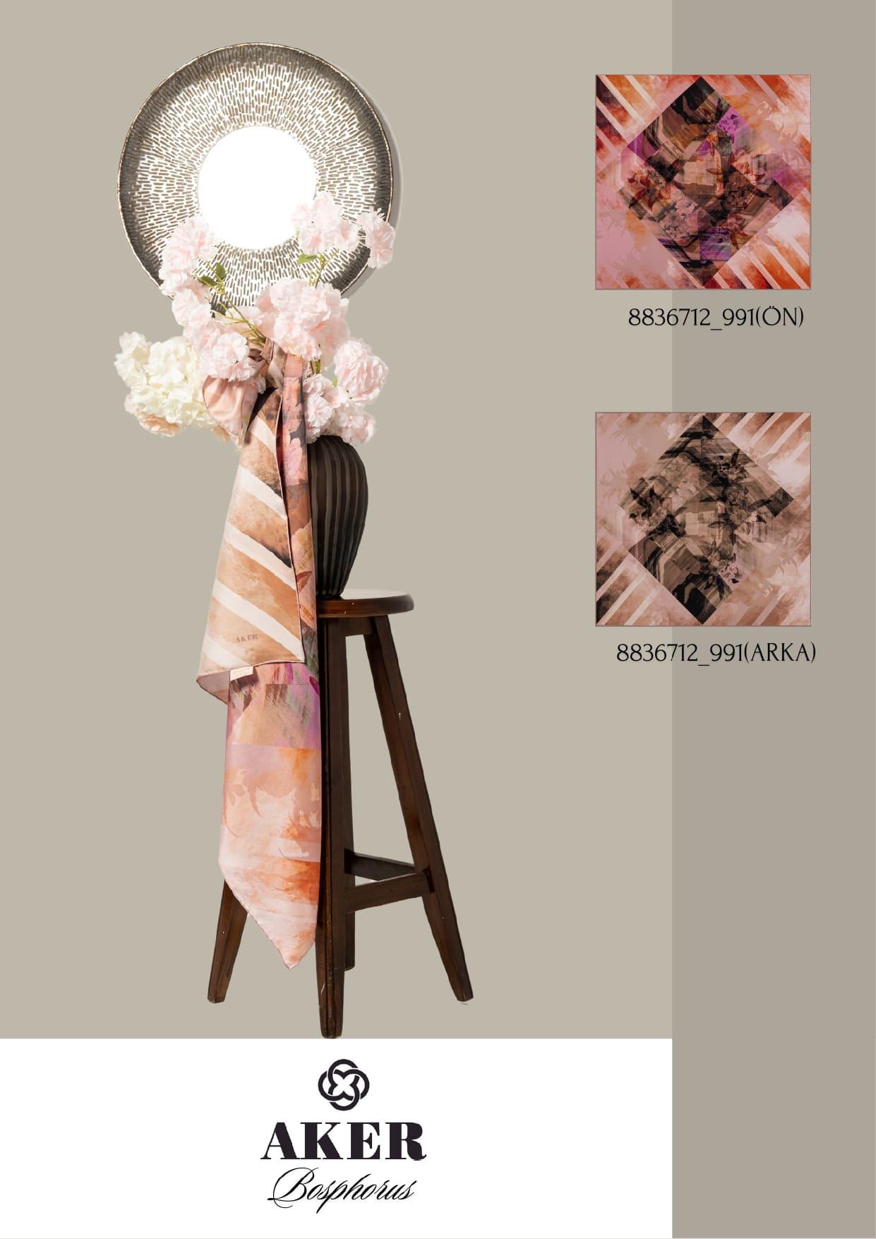 Aker Bosphorus Serisi, Çift Taraflı İpek Eşarp - 8836712-991 - Tivil