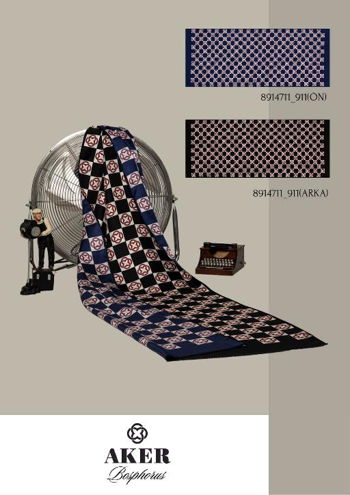 Aker Bosphorus Serisi, Çift Taraflı İpek Şal - 8914711-911 - Tivil