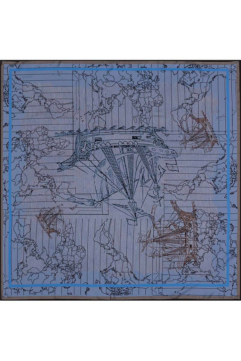 Aker Bosphorus Serisi, Çift Taraflı İpek Eşarp - 8812712-911 - Tivil