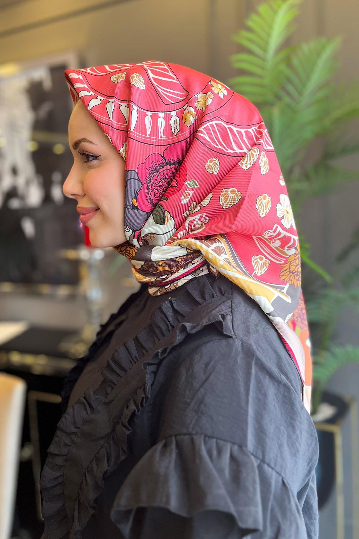 Aker Bosphorus Serisi, Çift Taraflı İpek Eşarp - 8834712-912 - Tivil