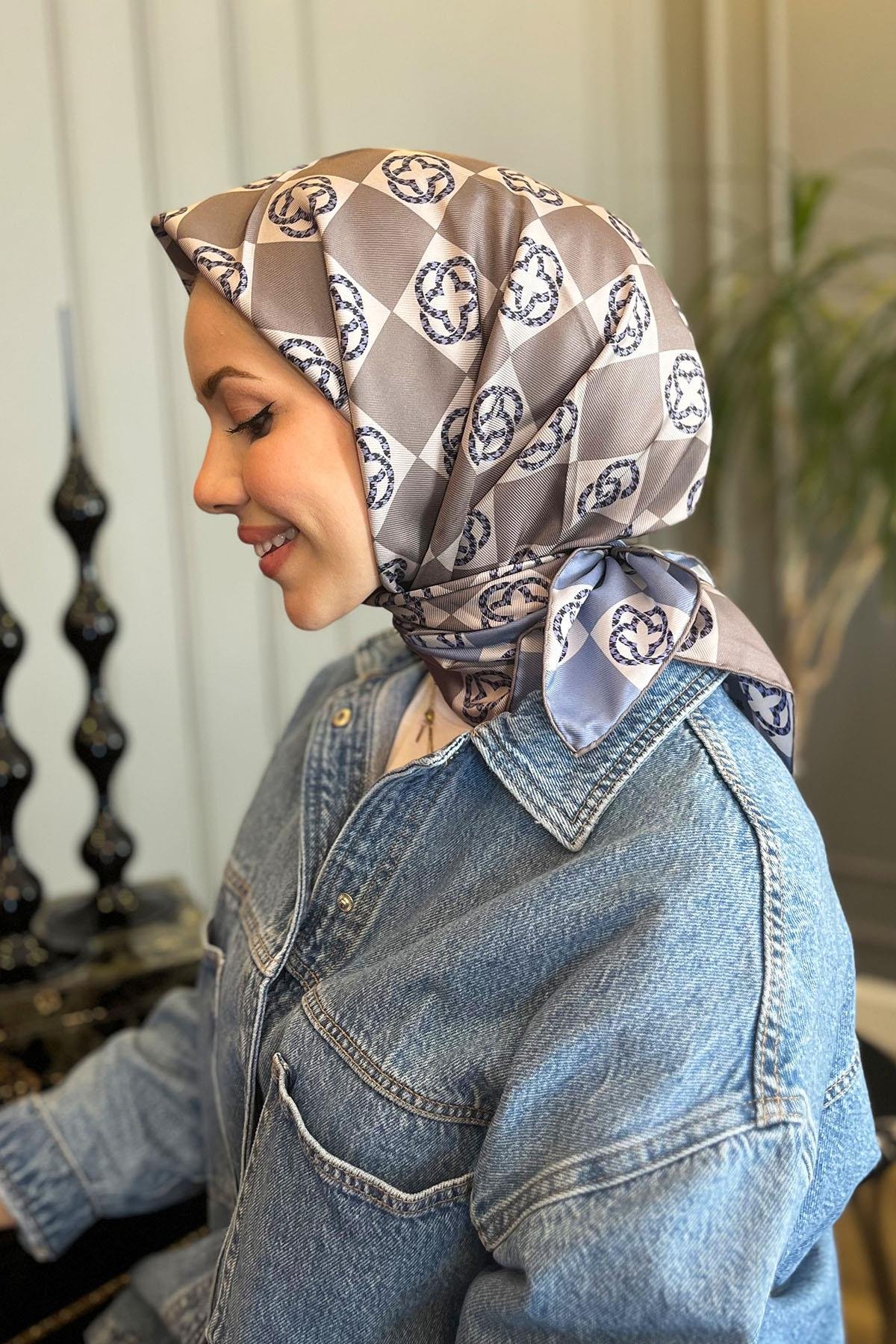 Aker Bosphorus Serisi, Çift Taraflı İpek Eşarp - 8914712-971 - Tivil