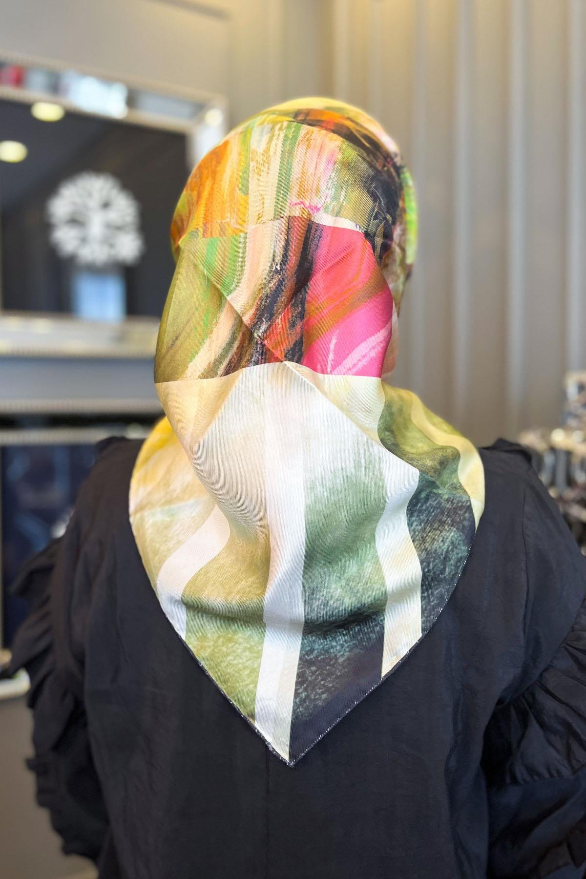 Aker Bosphorus Serisi, Çift Taraflı İpek Eşarp - 8836712-912 - Tivil