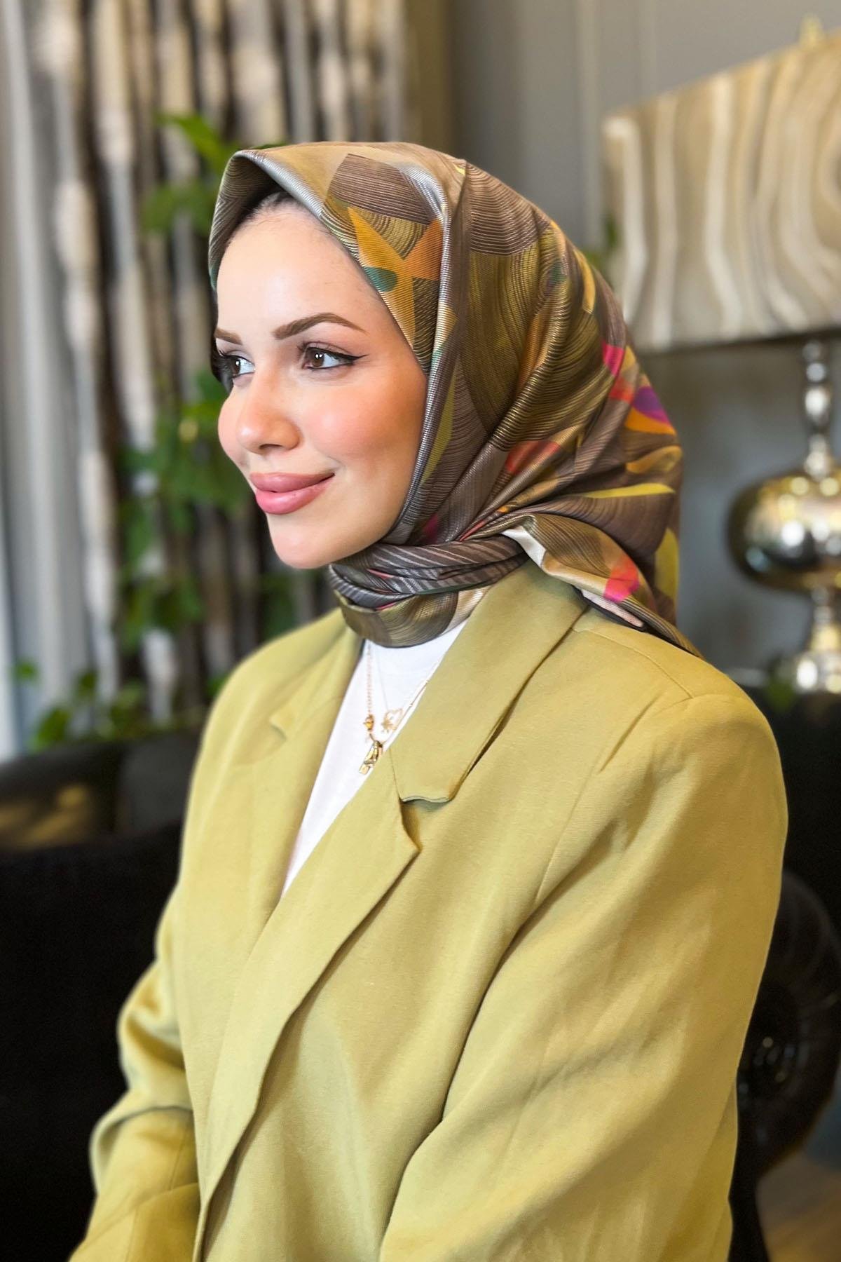 Aker Bosphorus Serisi, Çift Taraflı İpek Eşarp - 8381712-911 - Tivil